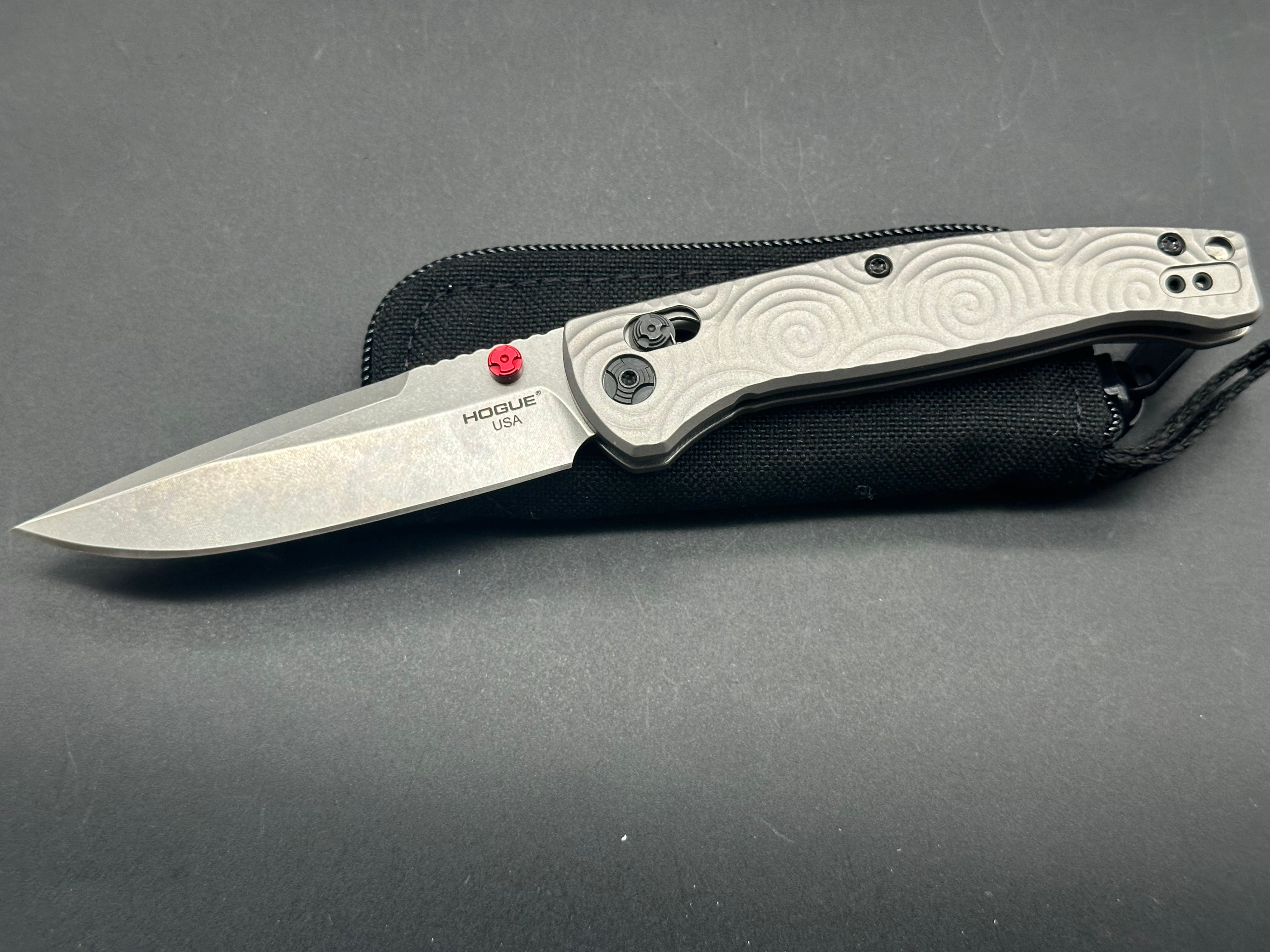 HOGUE MYSTO MANUAL FOLDER AXIS LOCK POCKET KNIFE TITANIUM HANDLE MAGNACUT STEEL BLADE CLIP POINT 24491-LIM