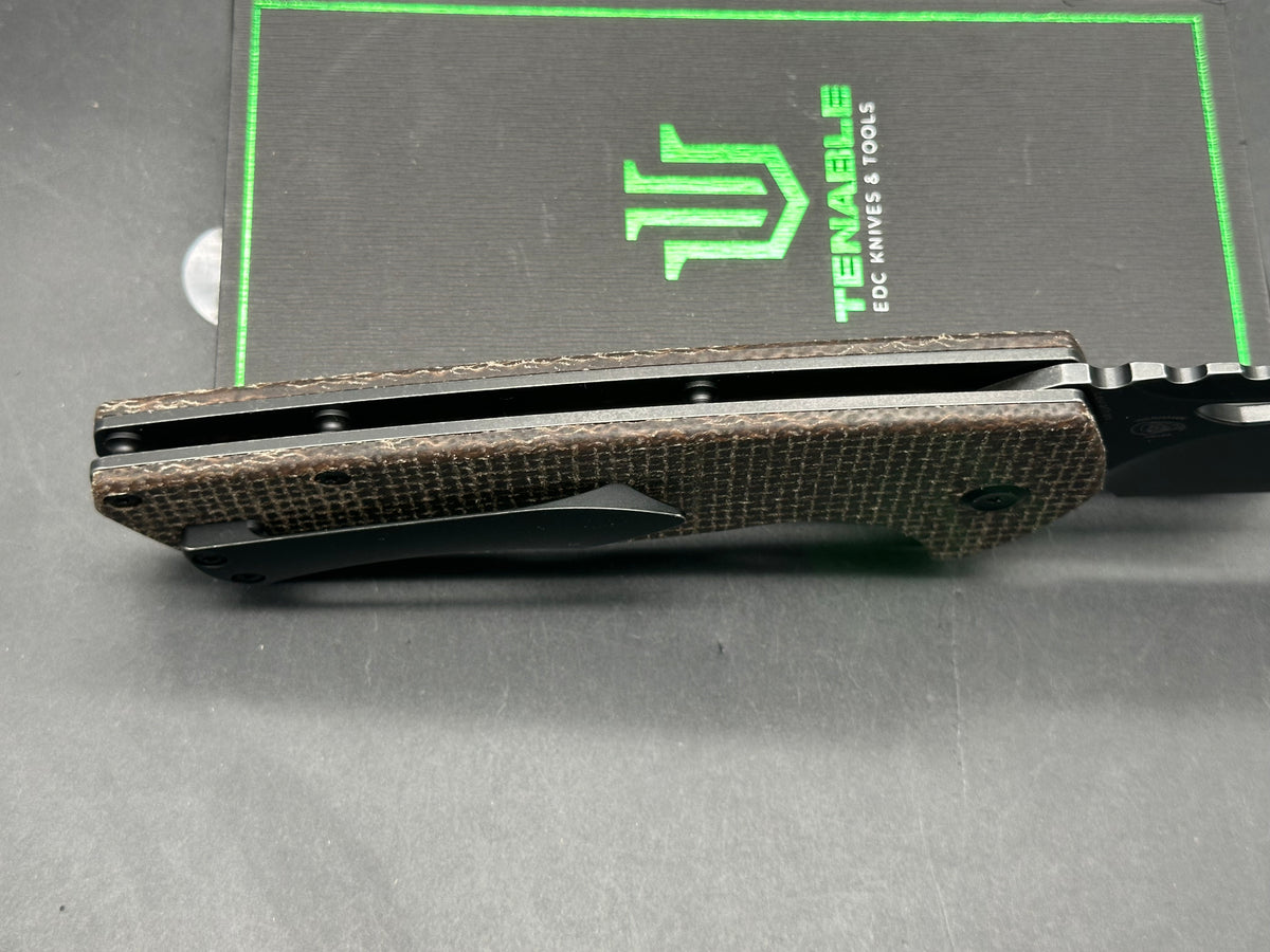TENABLE LEVIATHAN BROWN MICARTA HANDLE D2 HAWKBILL CLEAVER BLACKWASH FINISH