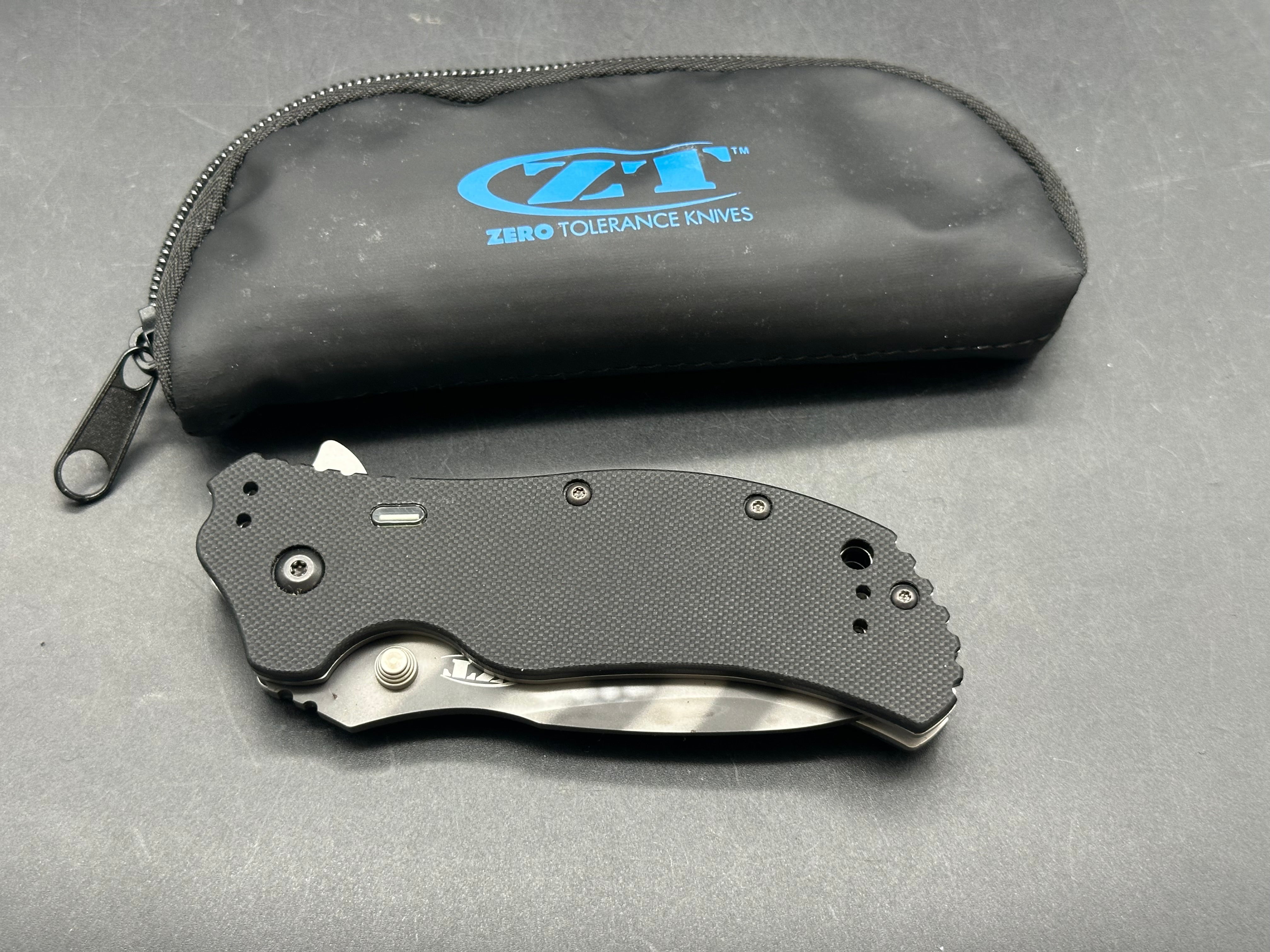 Zero Tolerance 0350TSTR Black G-10 Handle with Tritium Inlay, CPM-S30V Tiger Stripe (3.25” DP) Blade
