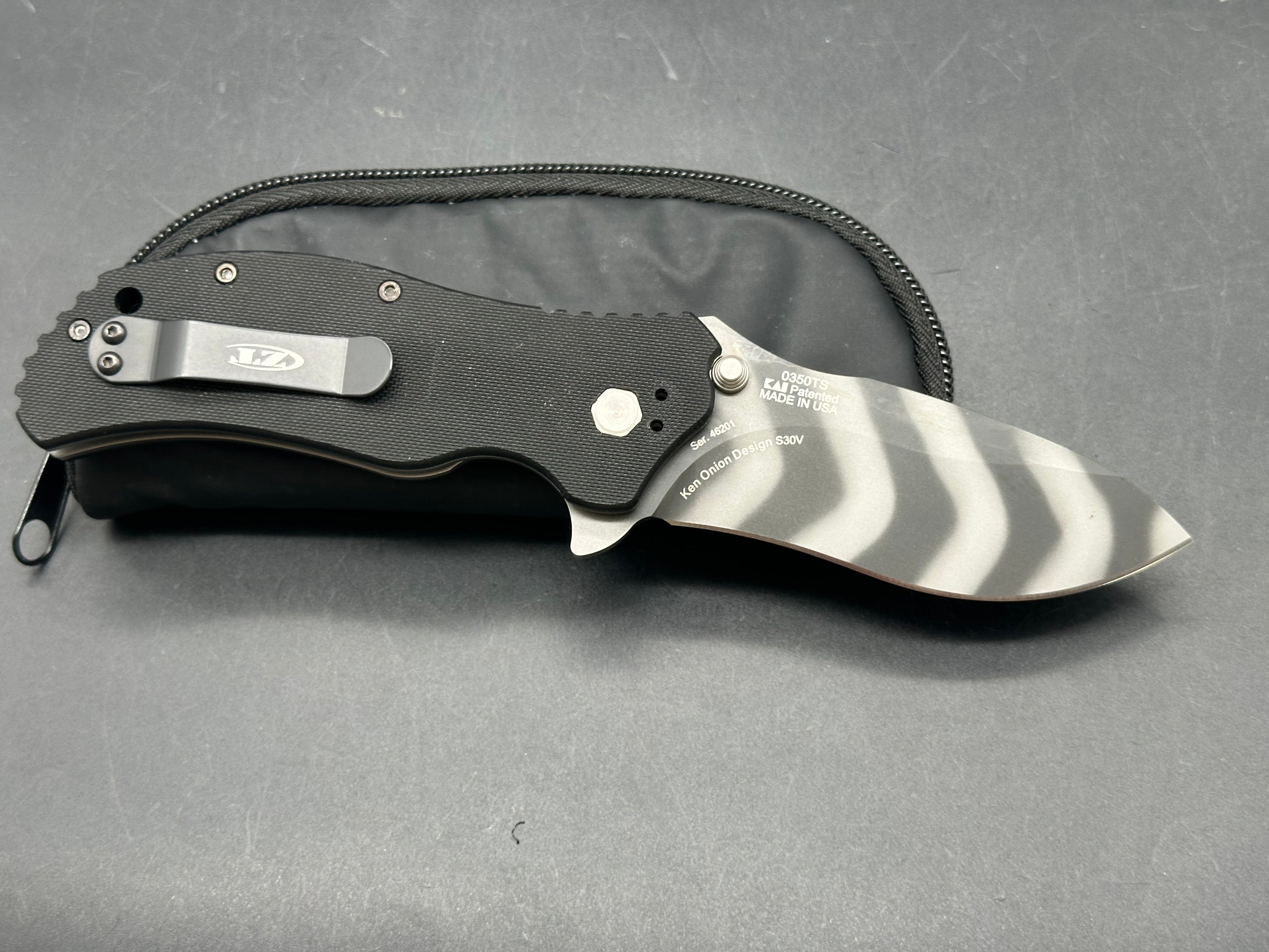 Zero Tolerance 0350TSTR Black G-10 Handle with Tritium Inlay, CPM-S30V Tiger Stripe (3.25” DP) Blade
