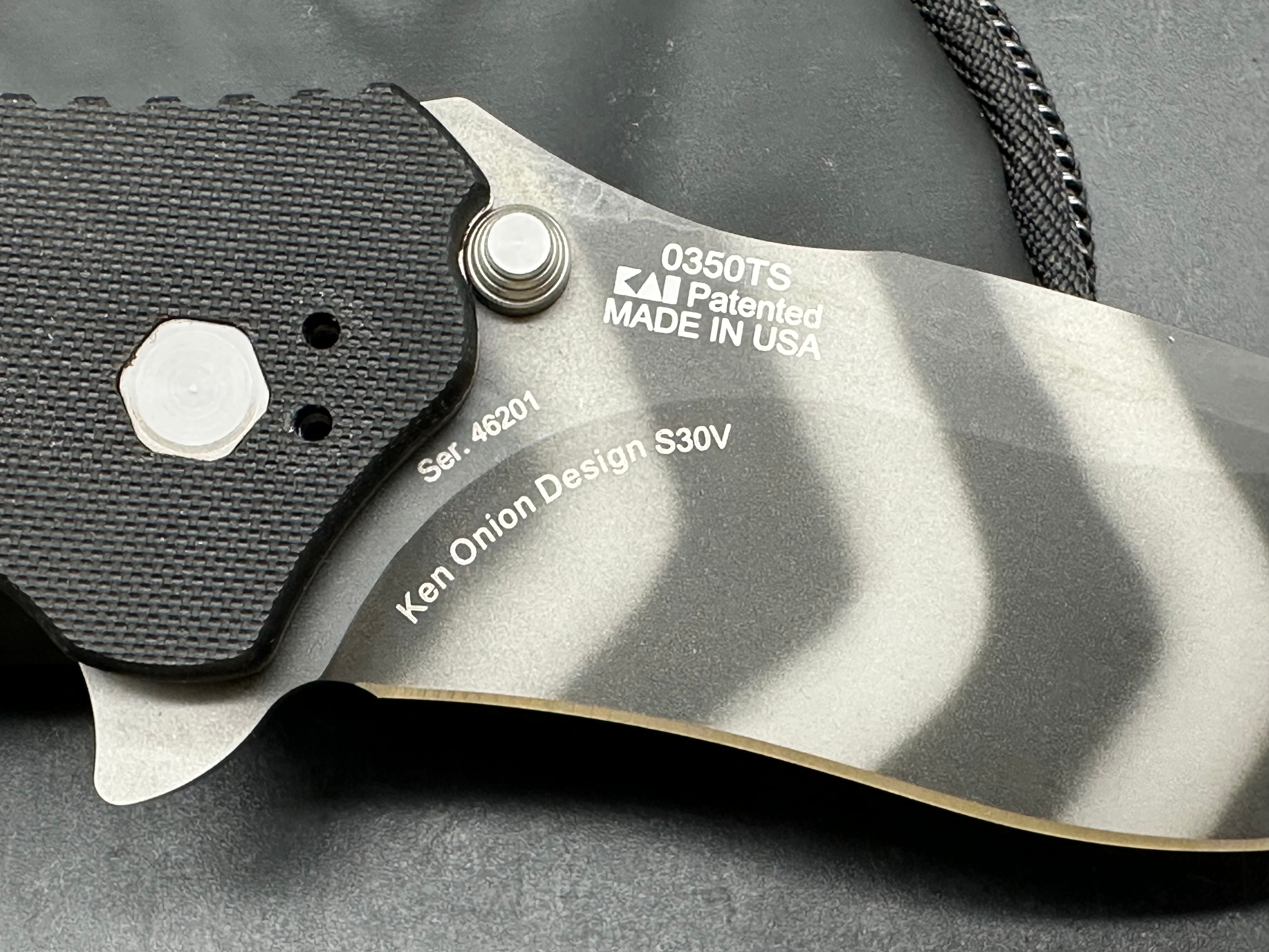 Zero Tolerance 0350TSTR Black G-10 Handle with Tritium Inlay, CPM-S30V Tiger Stripe (3.25” DP) Blade