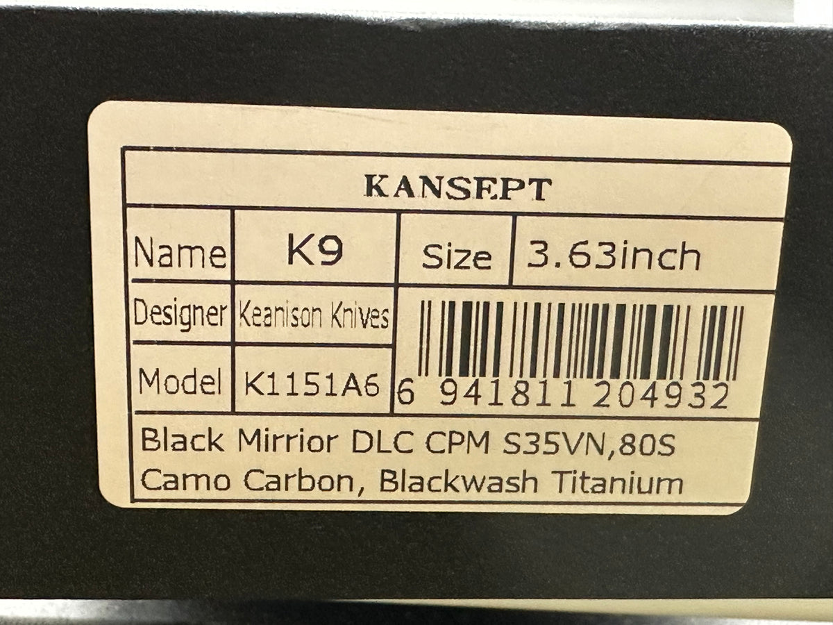 KANSEPT K9 80S CAMO CARBON/BLACKWASH TITANIUM HANDLE S35VN BLACKWASH FINISH