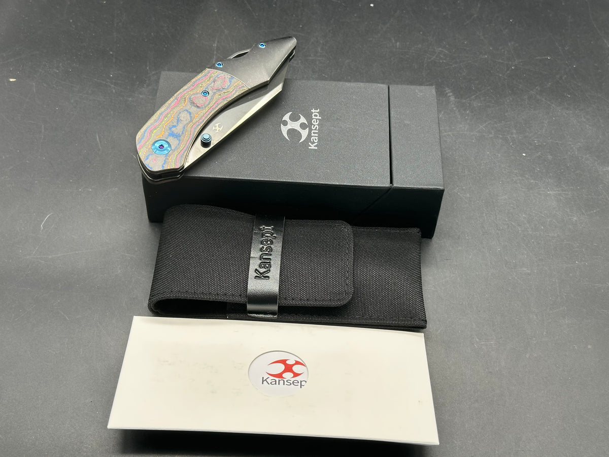 KANSEPT K9 80S CAMO CARBON/BLACKWASH TITANIUM HANDLE S35VN BLACKWASH FINISH