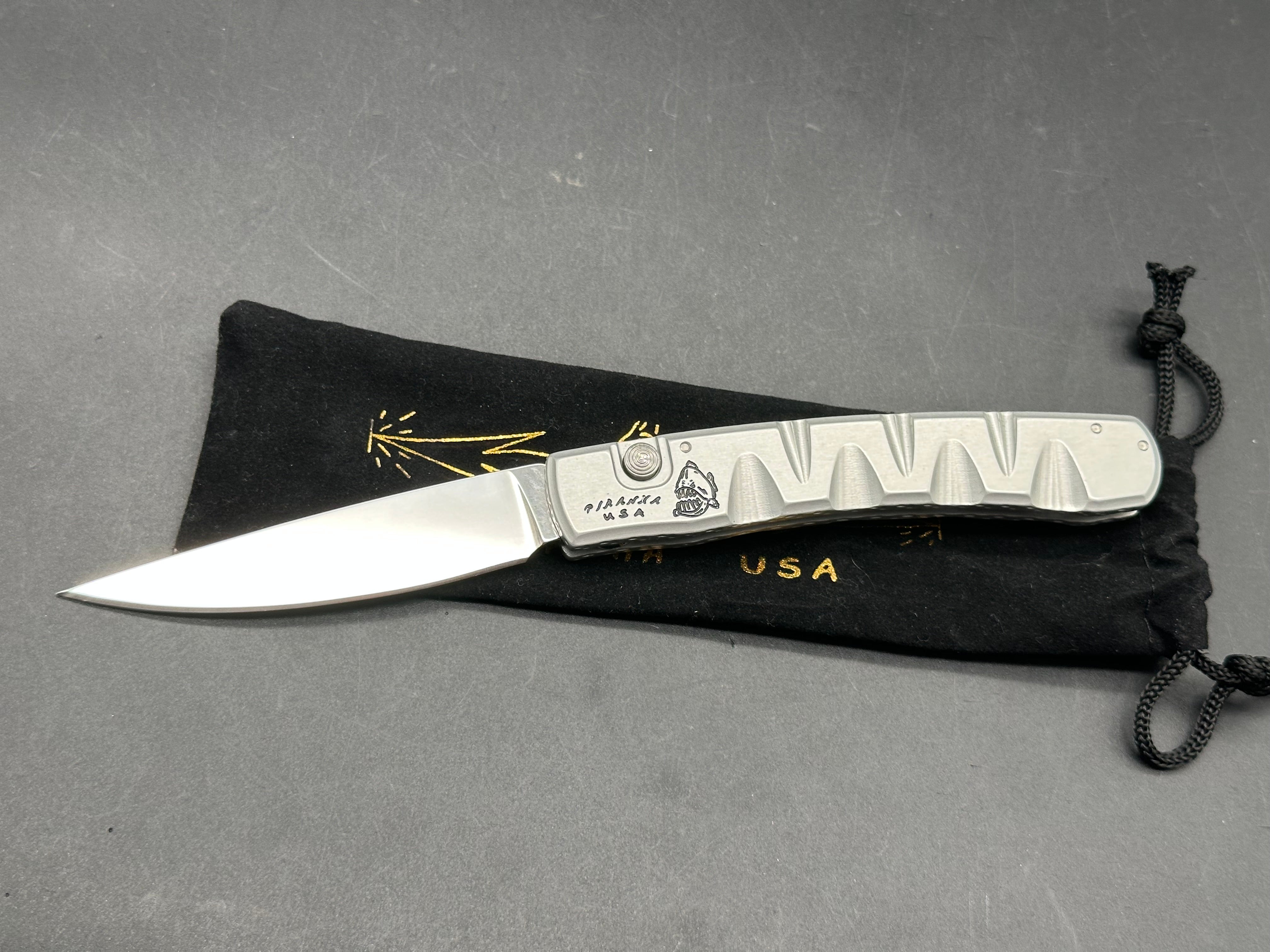 Piranha Virus Automatic Knife Silver (3.25" Mirror) - lightly used