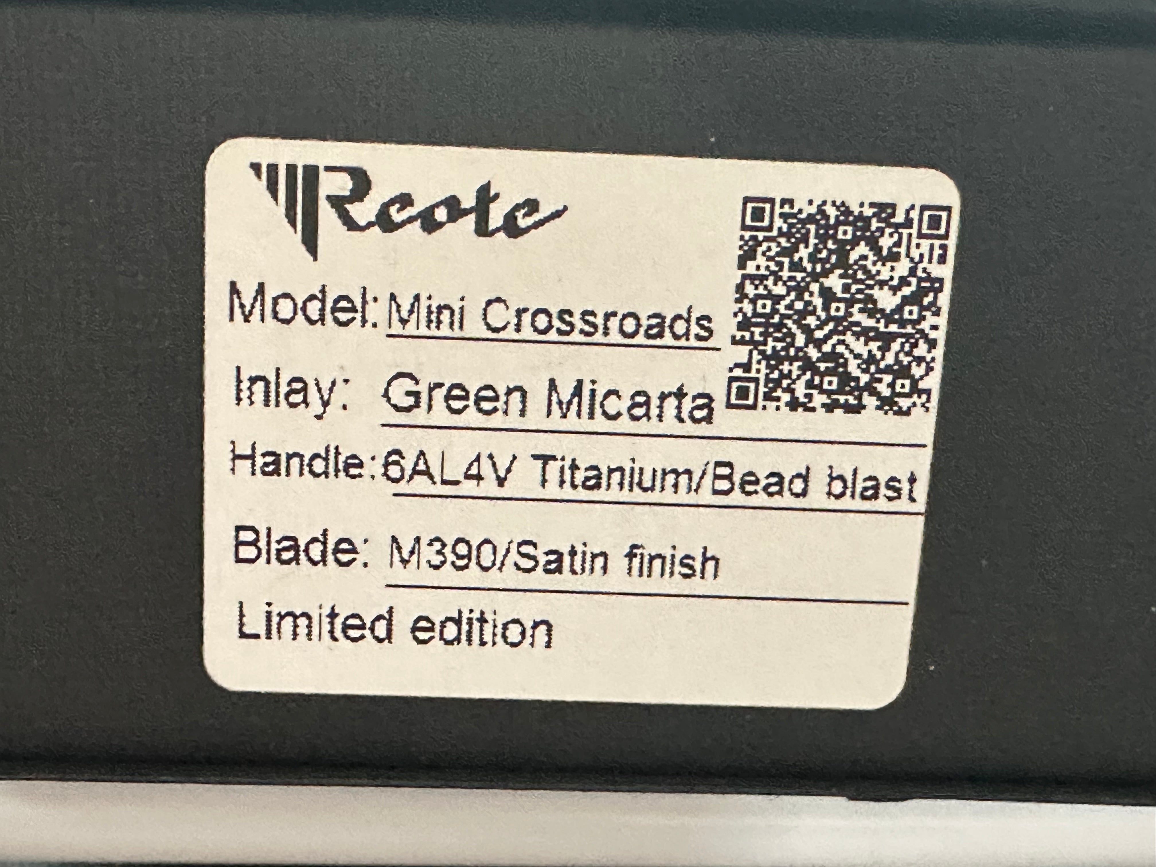 Reate Kirby Mini Crossroads Knife with M390 Blade, Titanium and Green Micarta Handle