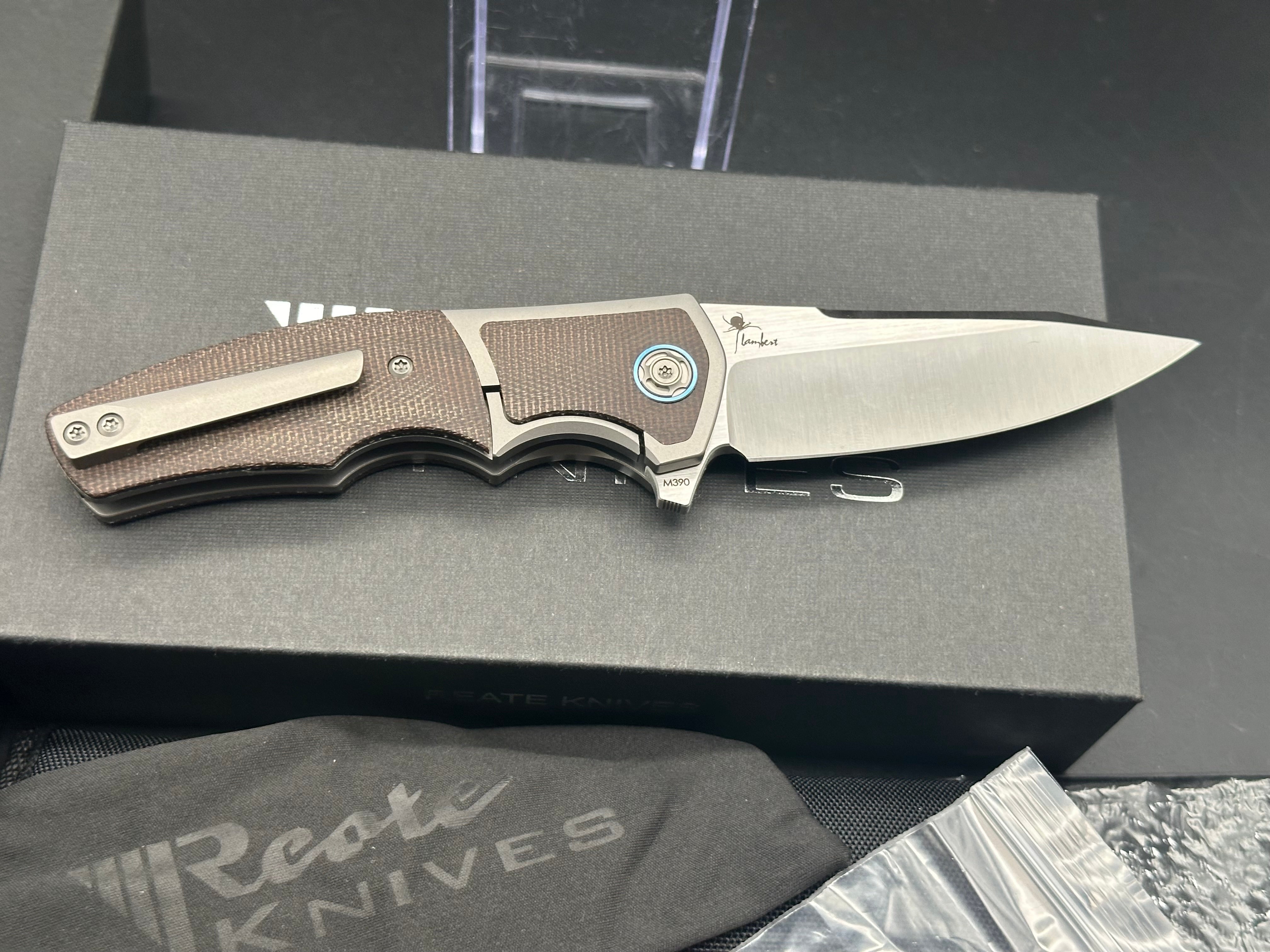 Reate Kirby Mini Crossroads Knife with M390 Blade, Titanium and Green Micarta Handle