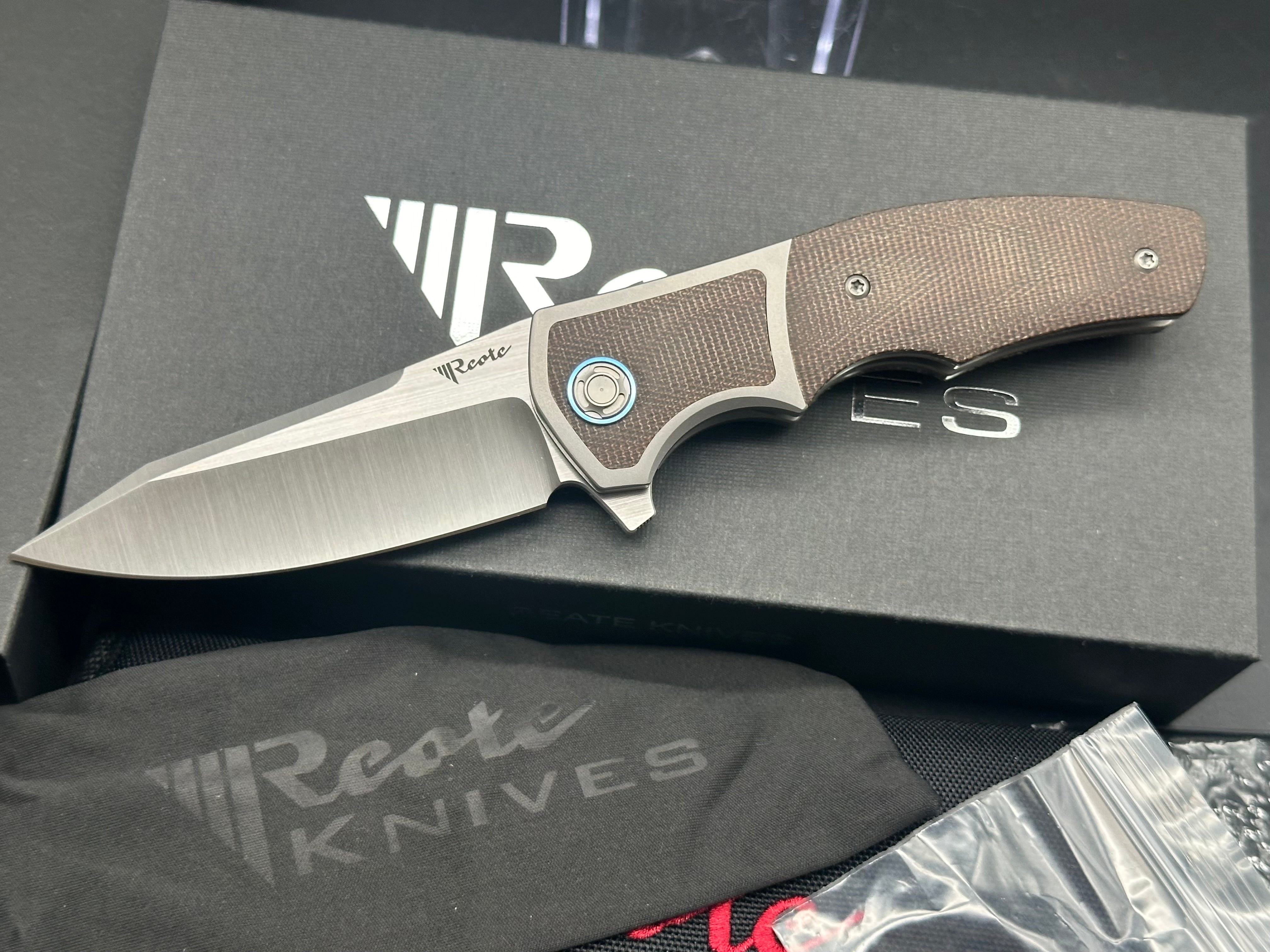 Reate Kirby Mini Crossroads Knife with M390 Blade, Titanium and Green Micarta Handle