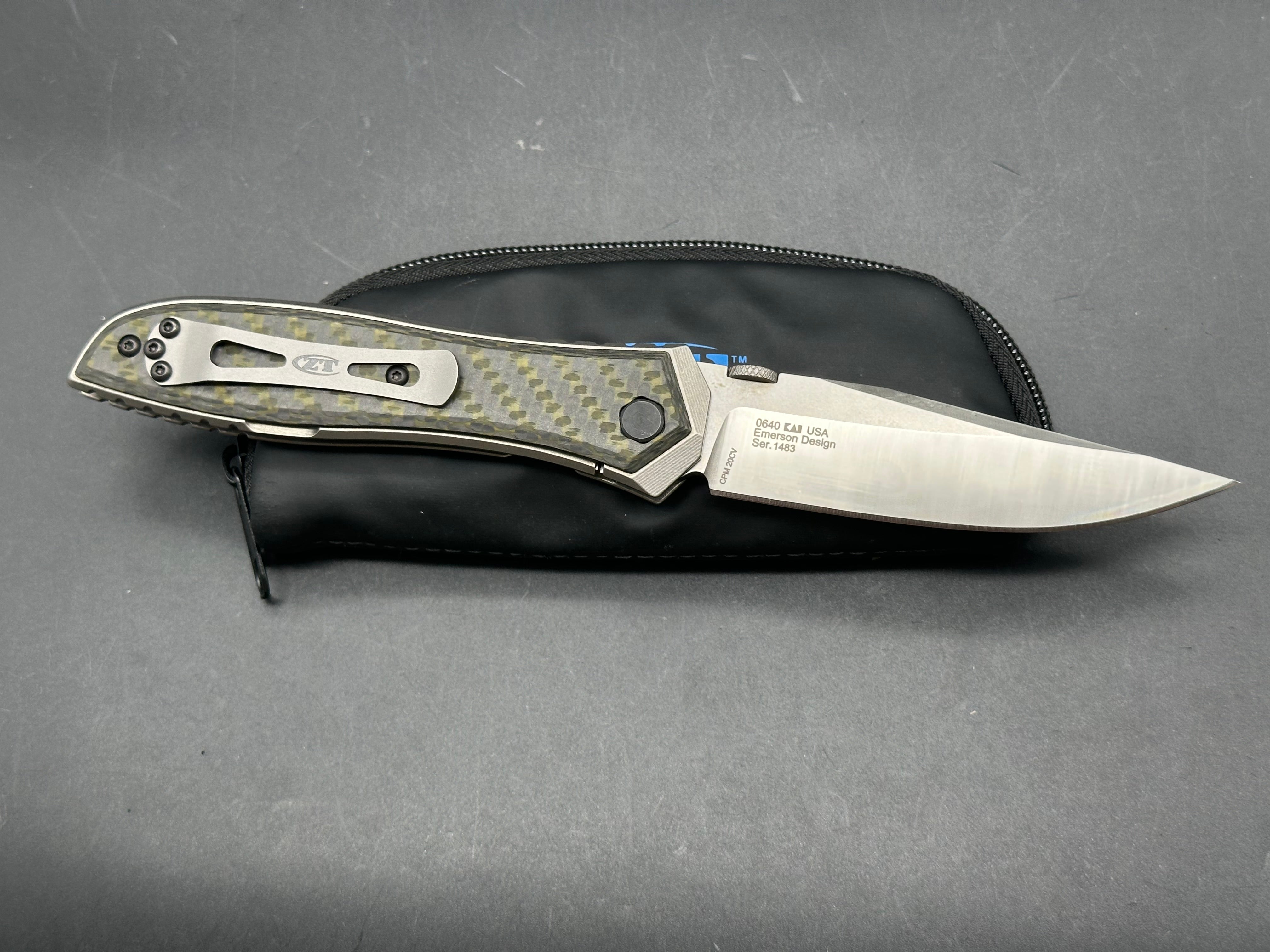 Zero Tolerance Emerson 0640 Carbon Fiber/Titanium Handle, CPM-20CV (3.75” Satin CP) Blade