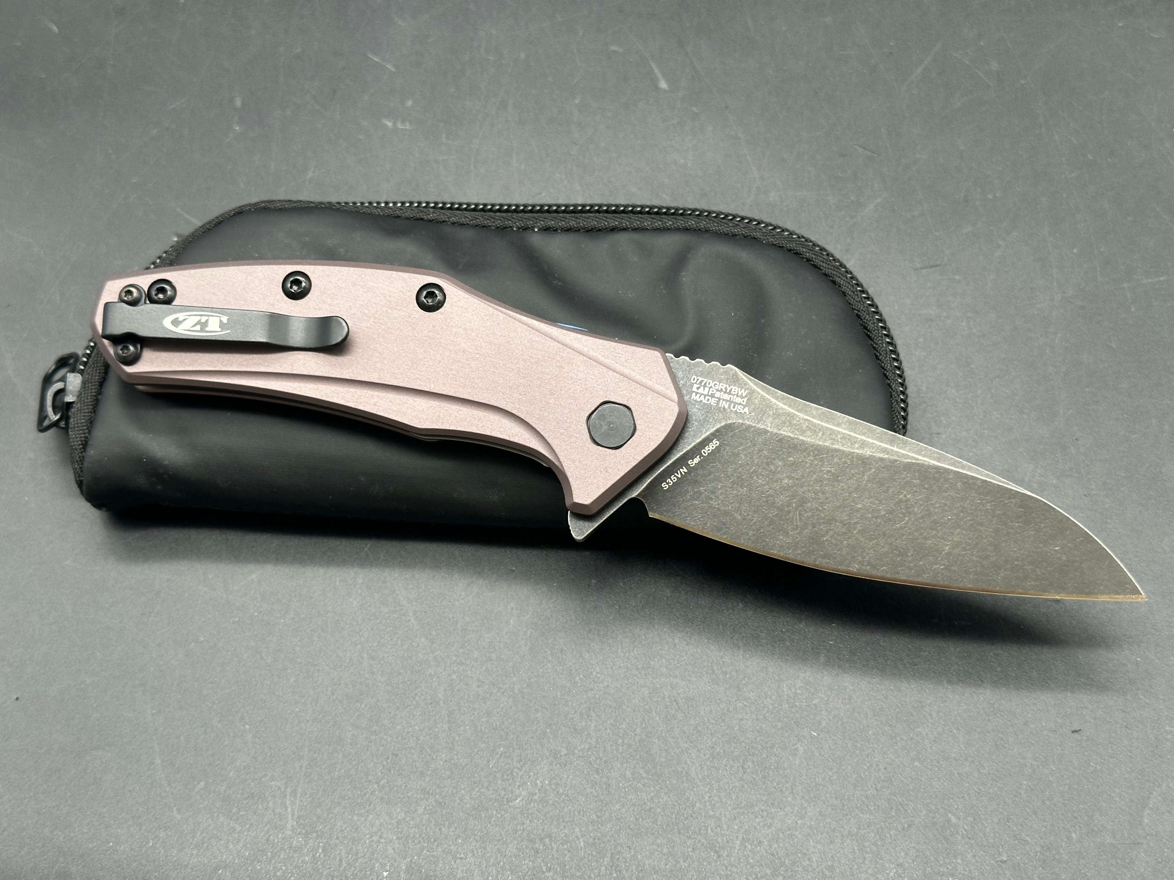 Zero Tolerance 0770GRYBW Gray Anodized Aluminum Handle, CPM-S35VN Black SW (3.25” DP) Blade