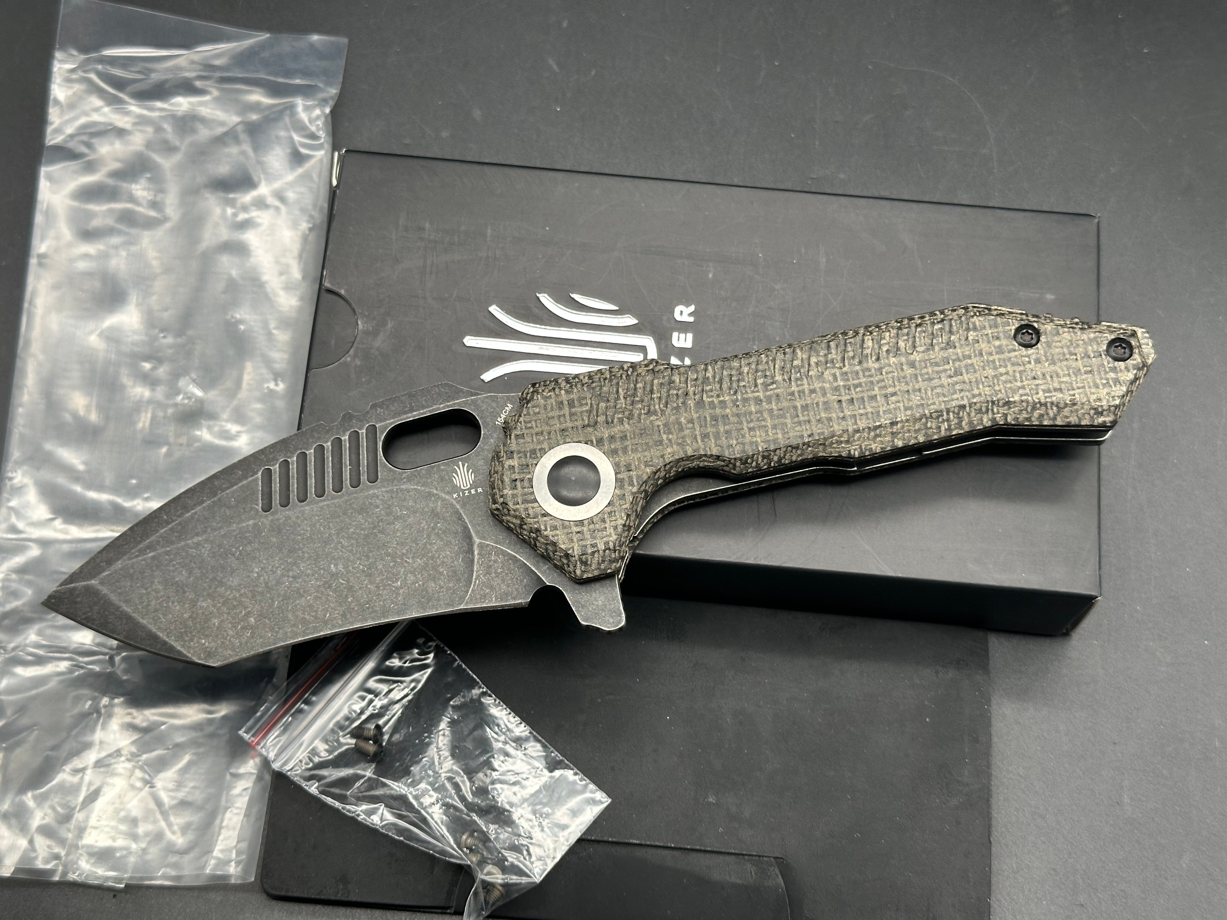 Kizer Mini Paragon Liner Lock Knife Black Micarta (3.4" Black 154CM)