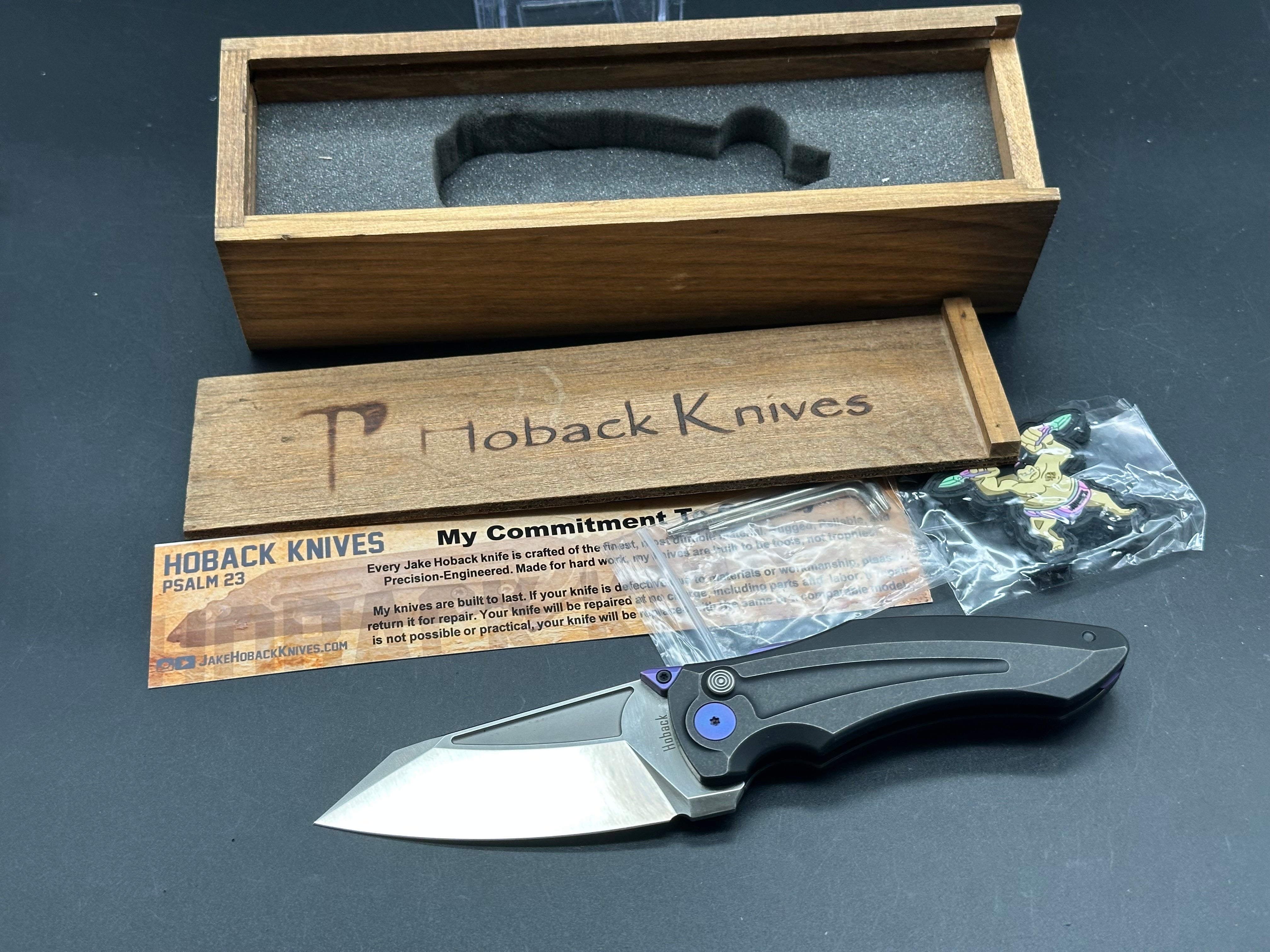 Jake Hoback Knives - Sumo/Black Milled Ti Handle + Purple Hardware/Wharncliffe/Satin Bohler M390