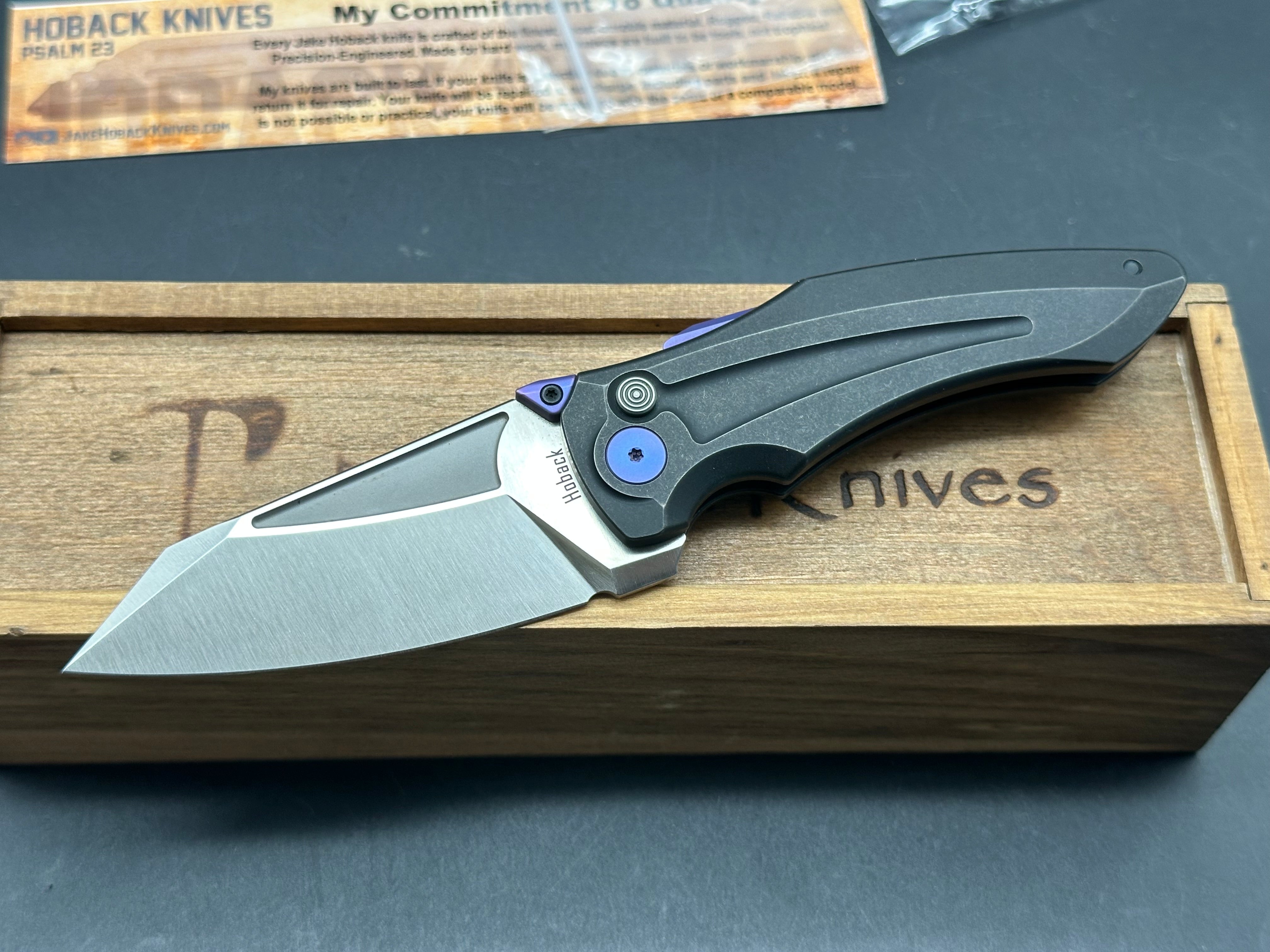 Jake Hoback Knives - Sumo/Black Milled Ti Handle + Purple Hardware/Wharncliffe/Satin Bohler M390