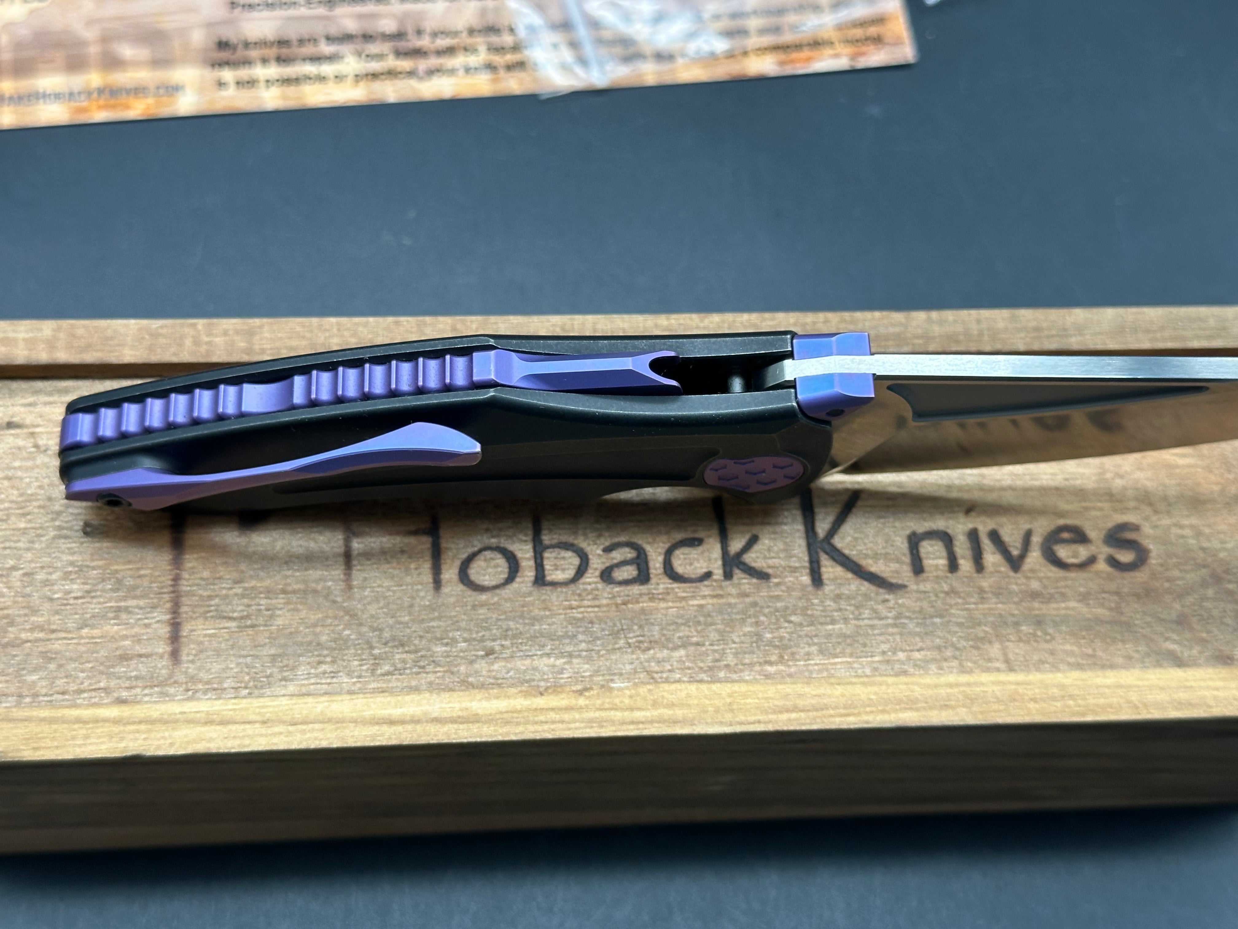 Jake Hoback Knives - Sumo/Black Milled Ti Handle + Purple Hardware/Wharncliffe/Satin Bohler M390