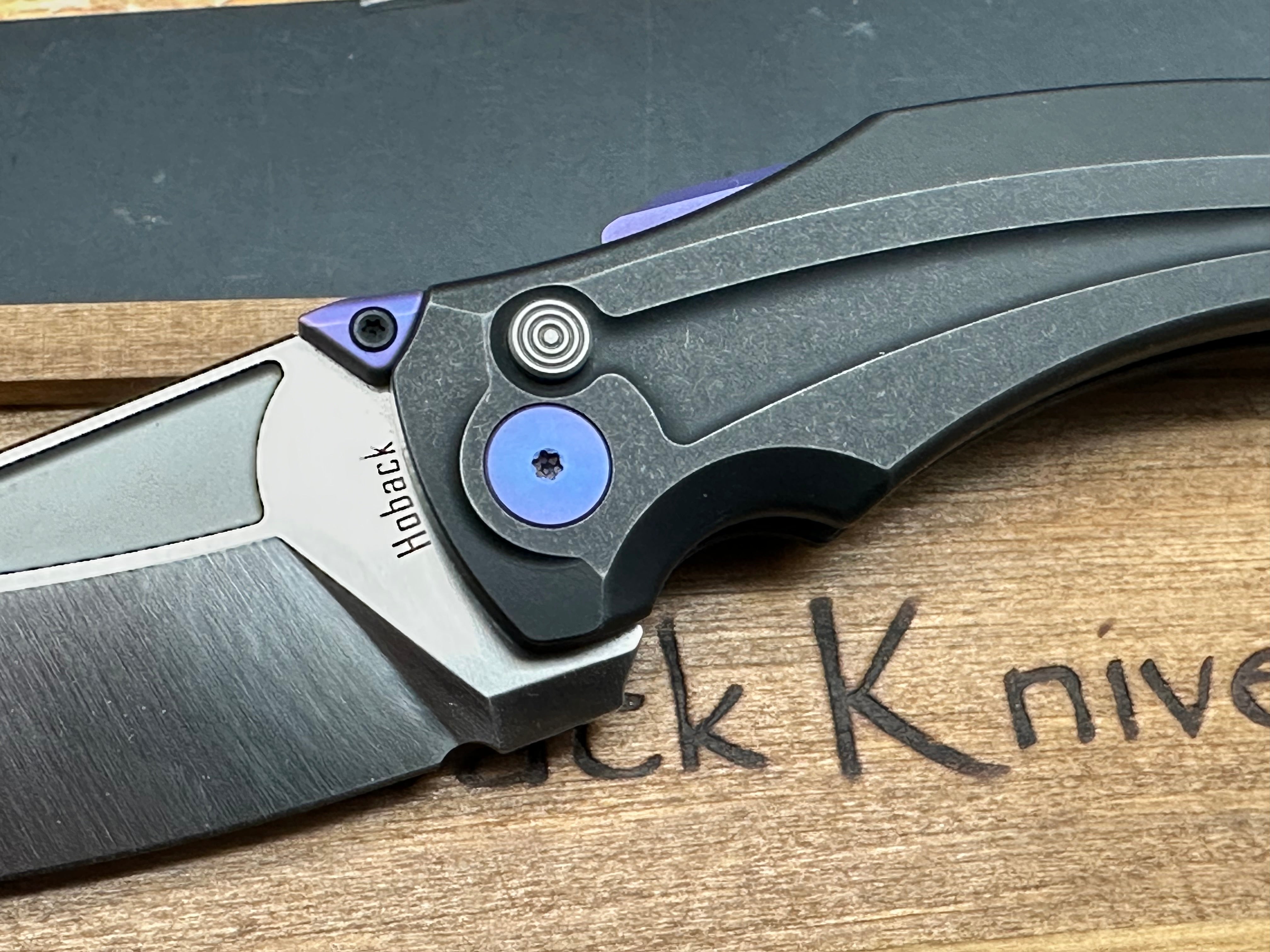 Jake Hoback Knives - Sumo/Black Milled Ti Handle + Purple Hardware/Wharncliffe/Satin Bohler M390