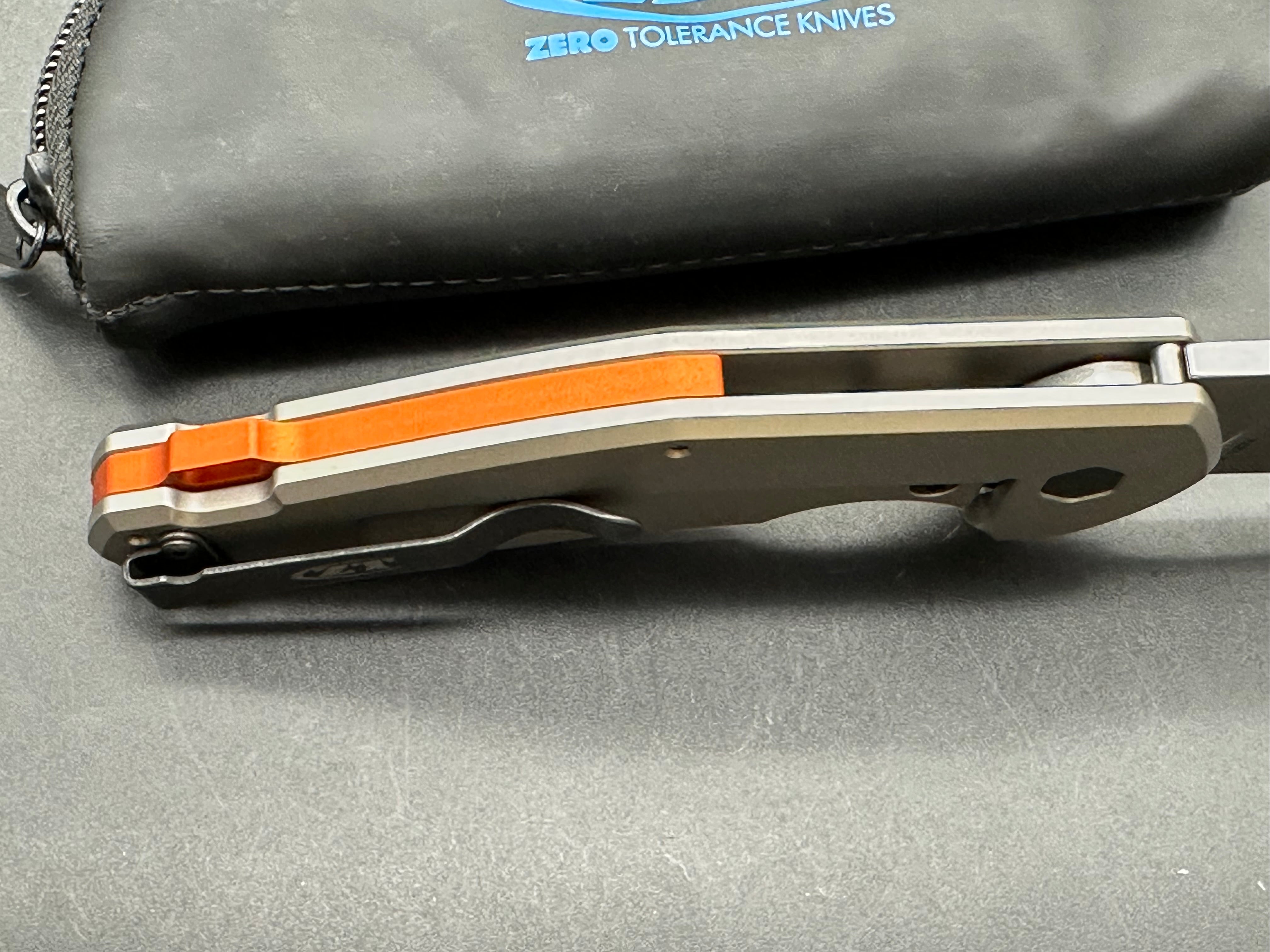 Zero Tolerance Anso 0220 Titanium Handle with Orange Anodized Back Spacer, CPM-S35VN (3.50” SW DP) Blade