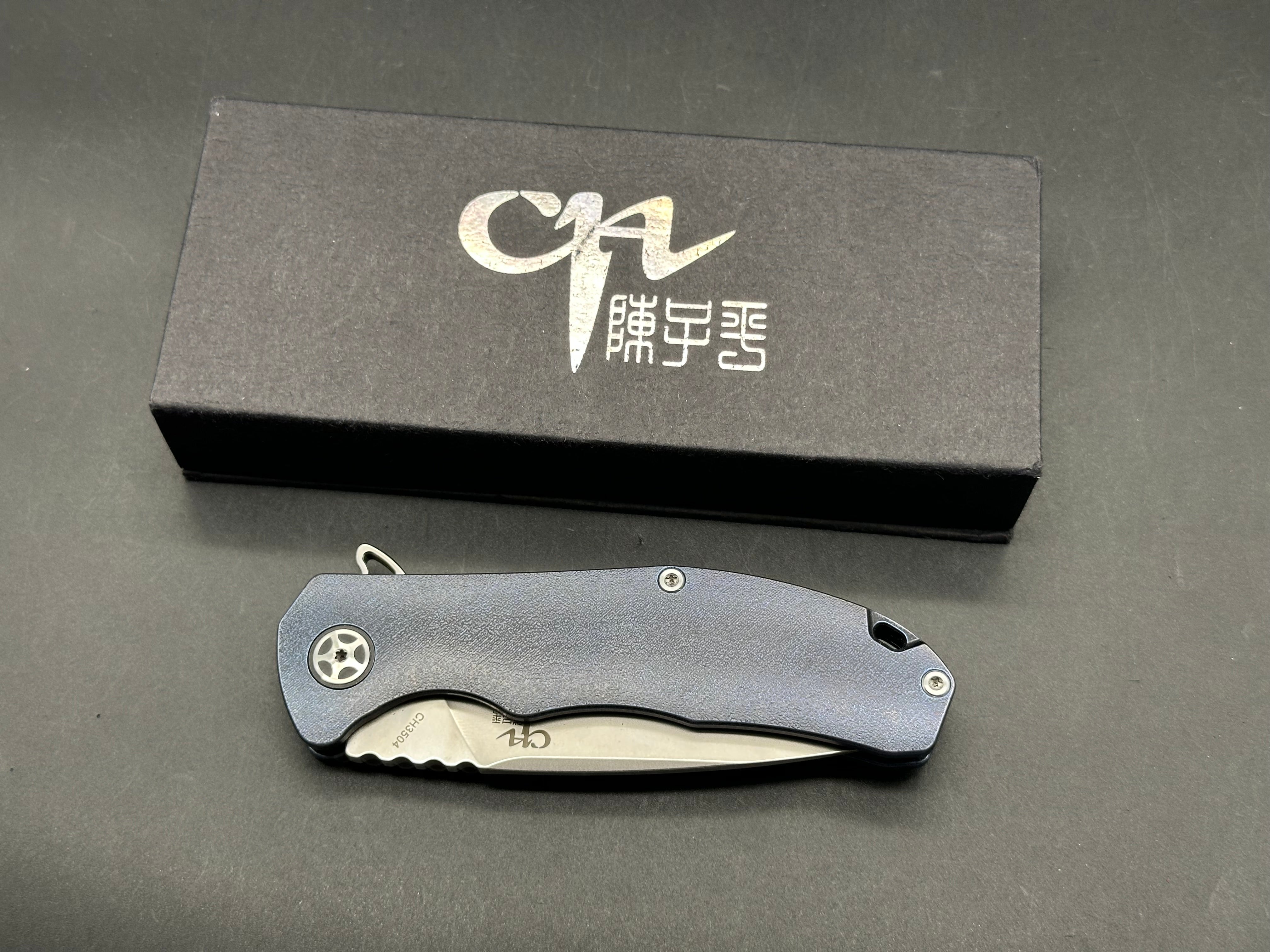 CH knives 3504 blue titanium handle w/S35VN blade