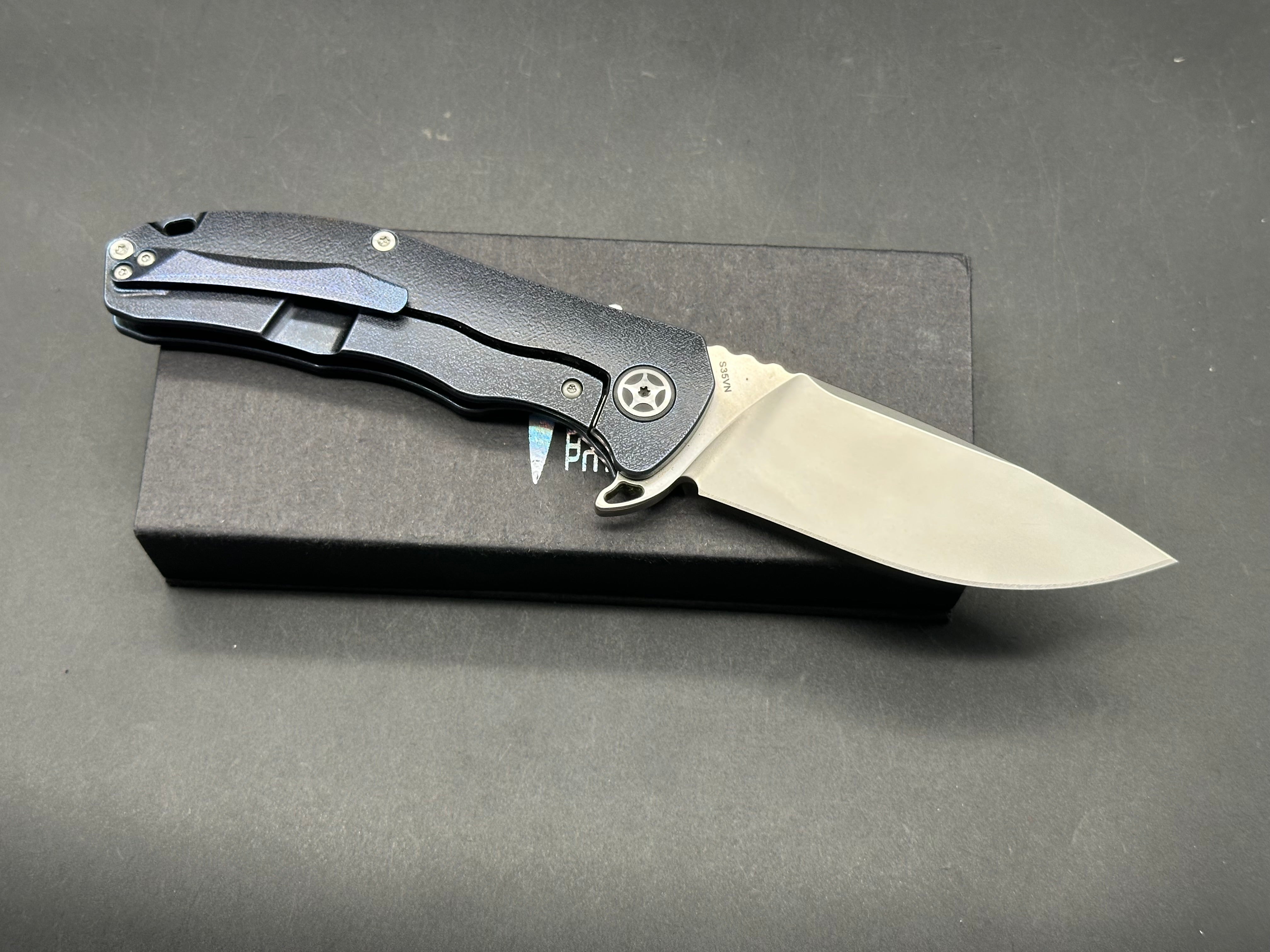 CH knives 3504 blue titanium handle w/S35VN blade