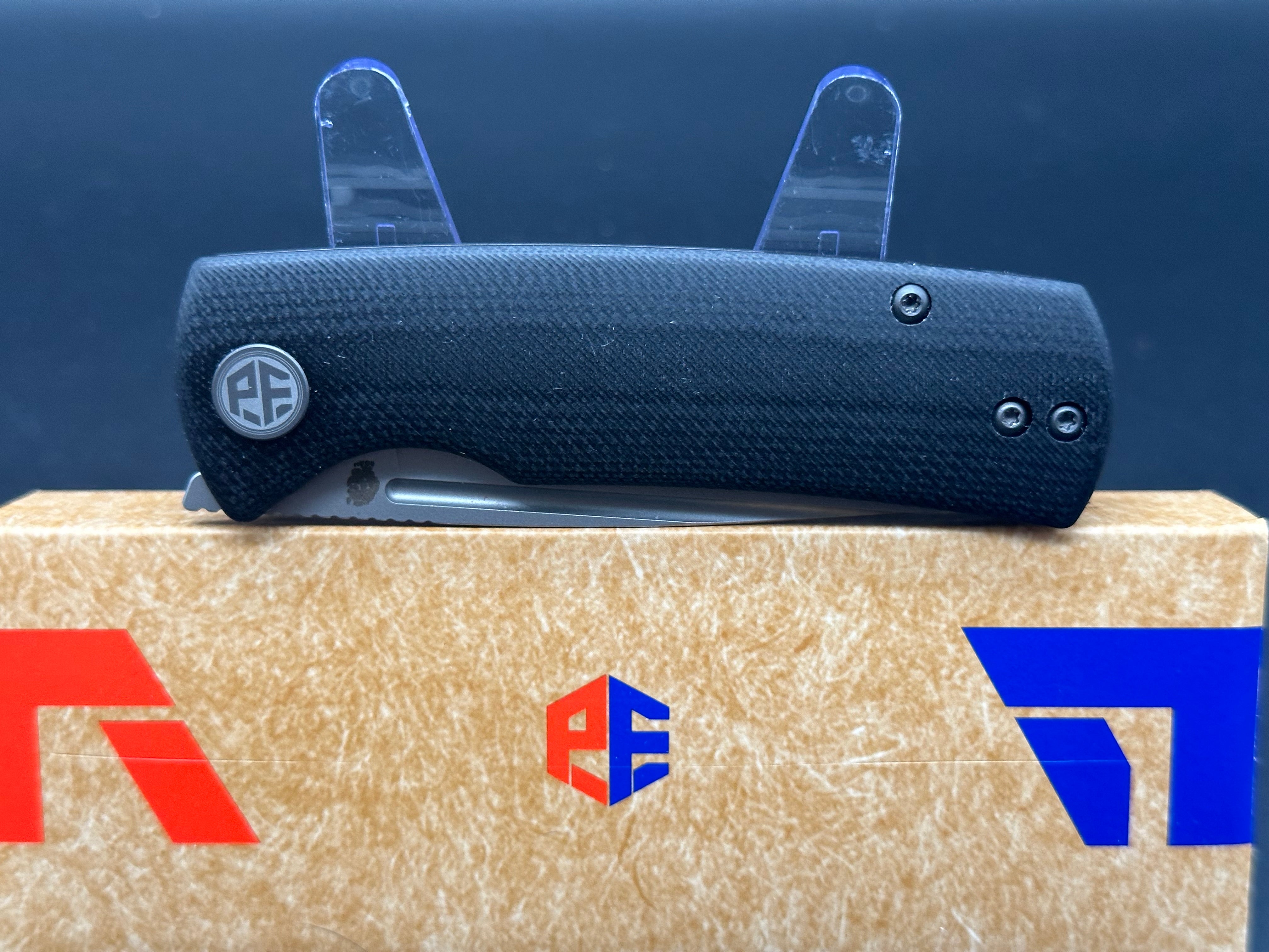 PETRIFIED FISH MINI BELUGA FOLDING KNIFE BLACK G10 HANDLE 14C28N PLAIN