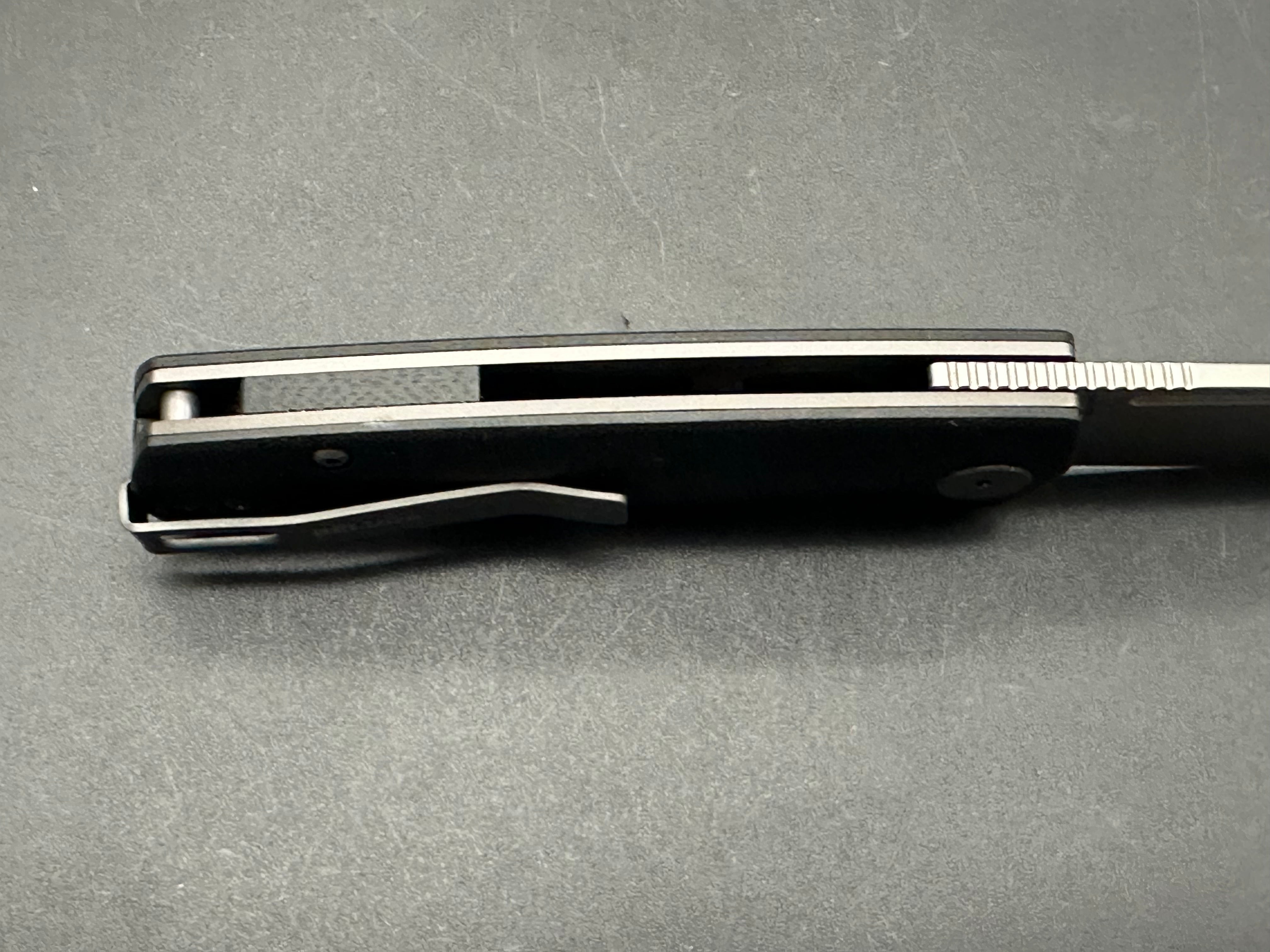 PETRIFIED FISH MINI BELUGA FOLDING KNIFE BLACK G10 HANDLE 14C28N PLAIN