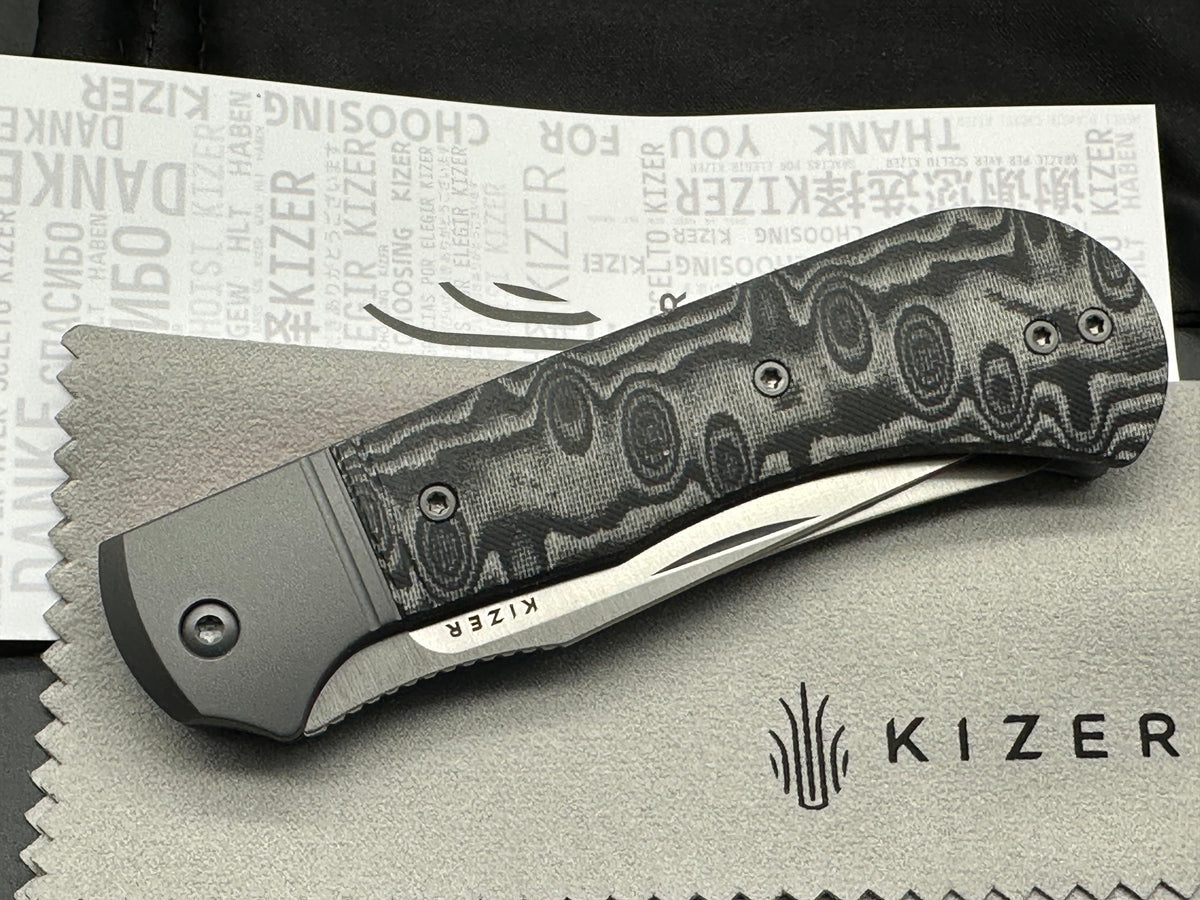 Kizer Trestle 2 bladed slip joint knife Vortex micarta/aluminum handle and BD1N blades