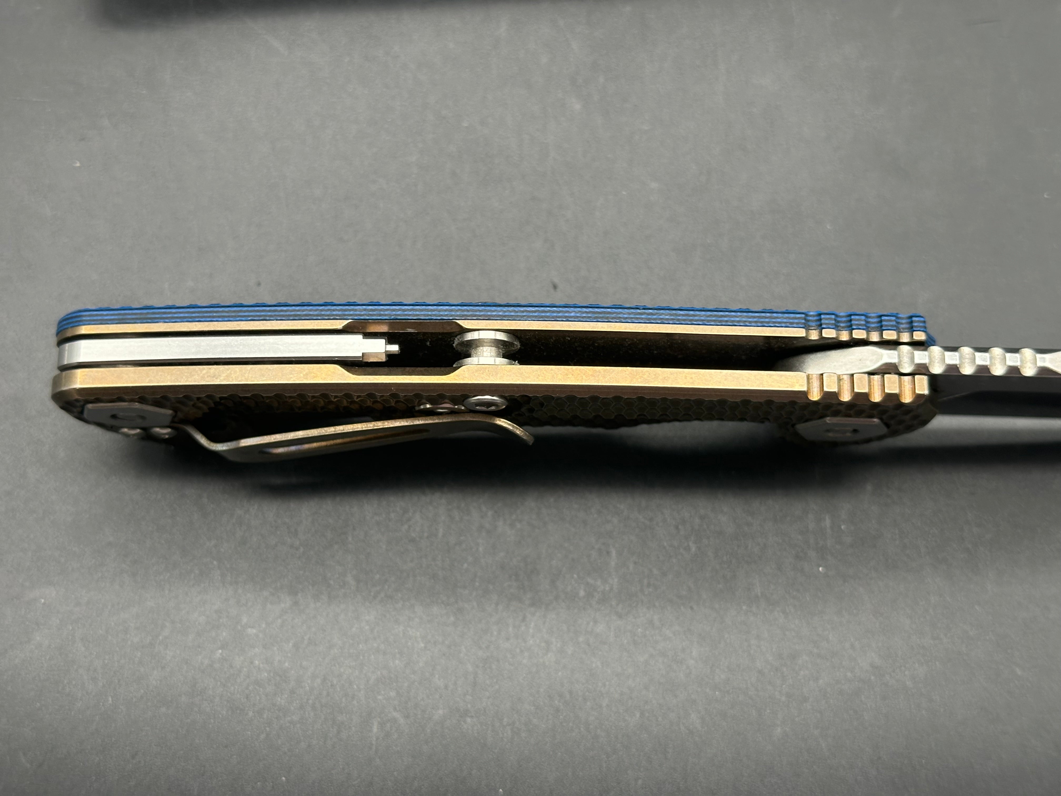 Hinderer Project X - Blue G-10, Bronze Ti, S45VN Blade