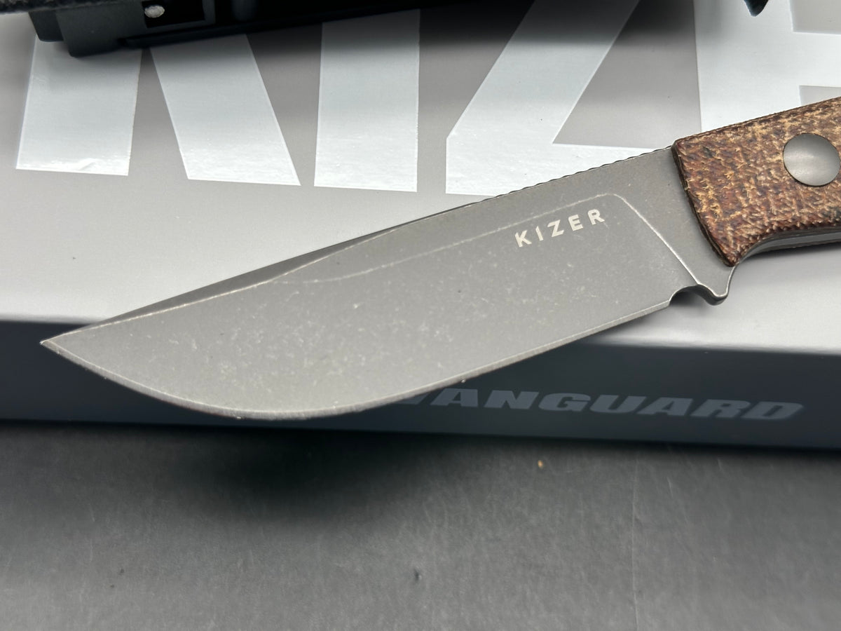 Kizer Dingo fixed blade 3.5 inch blade of AEBL micarta handle