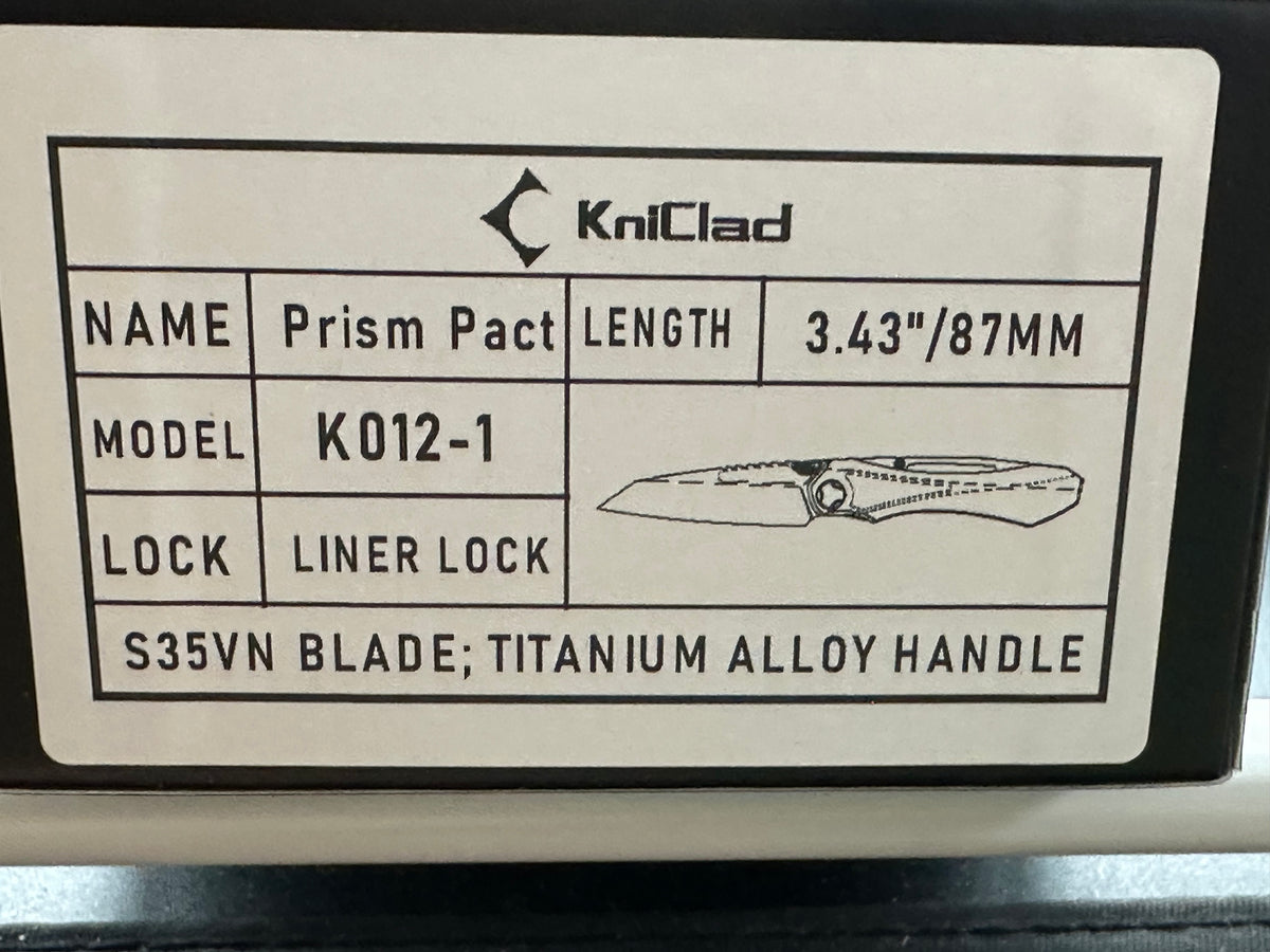 KniClad Prism Pact Silver Titanium & Green Carbon Fiber Handle Thumb Stud Liner Lock (3.43" Brushed S35VN)