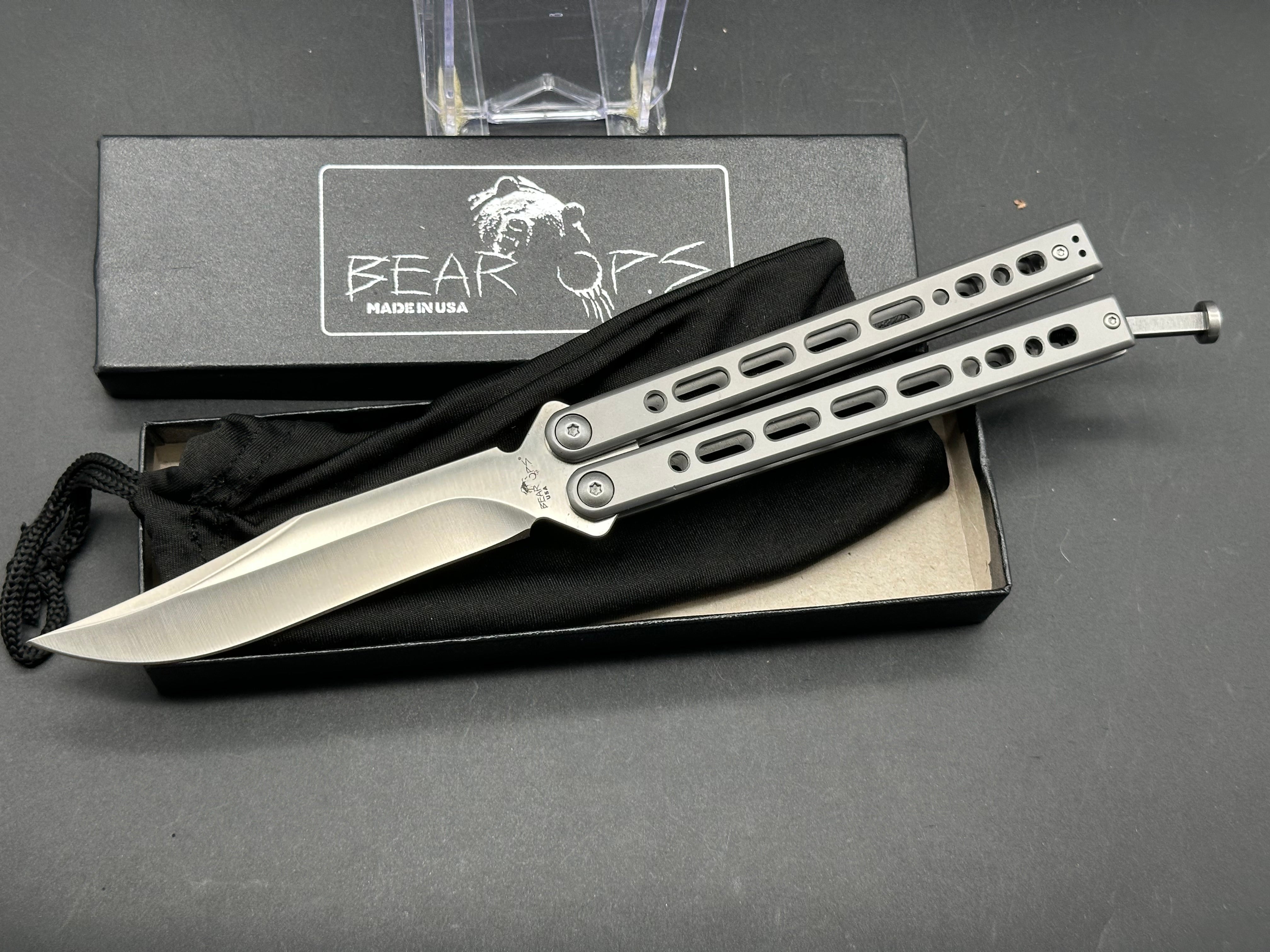Bear OPS - Bear Song VIII Balisong/Silver Steel Frame/Bowie/Satin Polished 154CM
