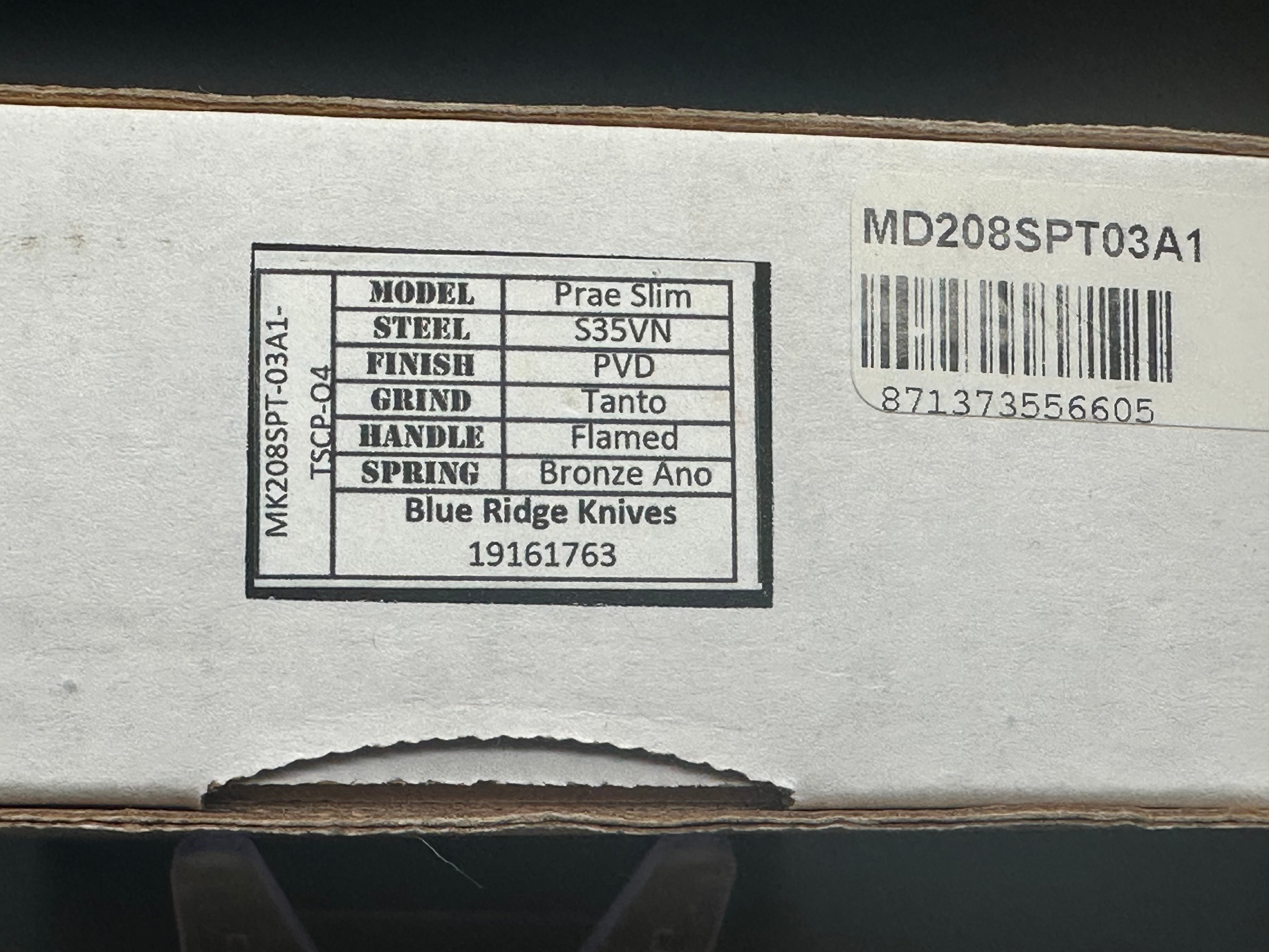 Medford Praetorian Slim flamed titanium bronze ano PVD S35VN