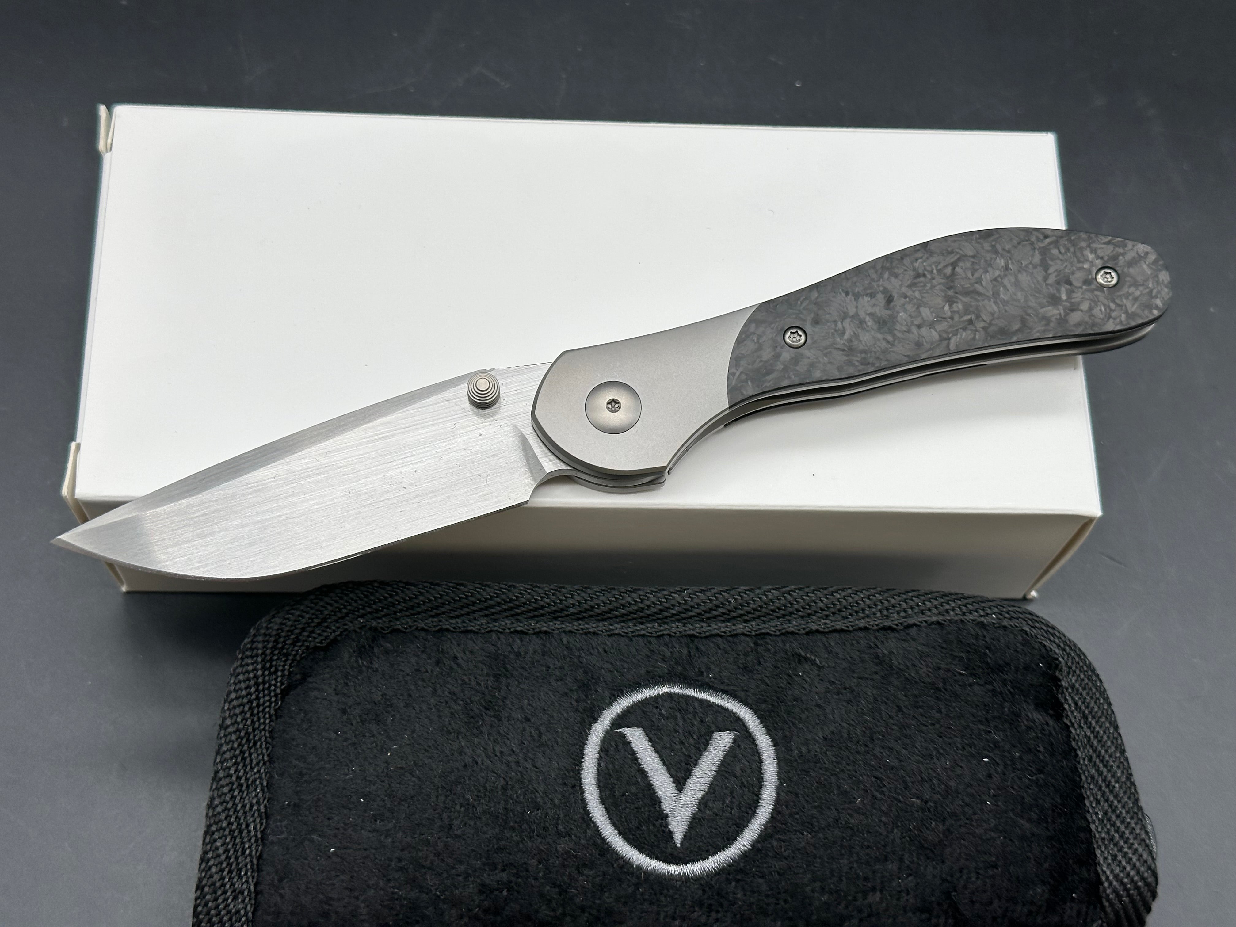 CMF Metalworks Print Production: 3.25 inch clip point, recurve, hand rubbed, satin Bohler M390 blade
