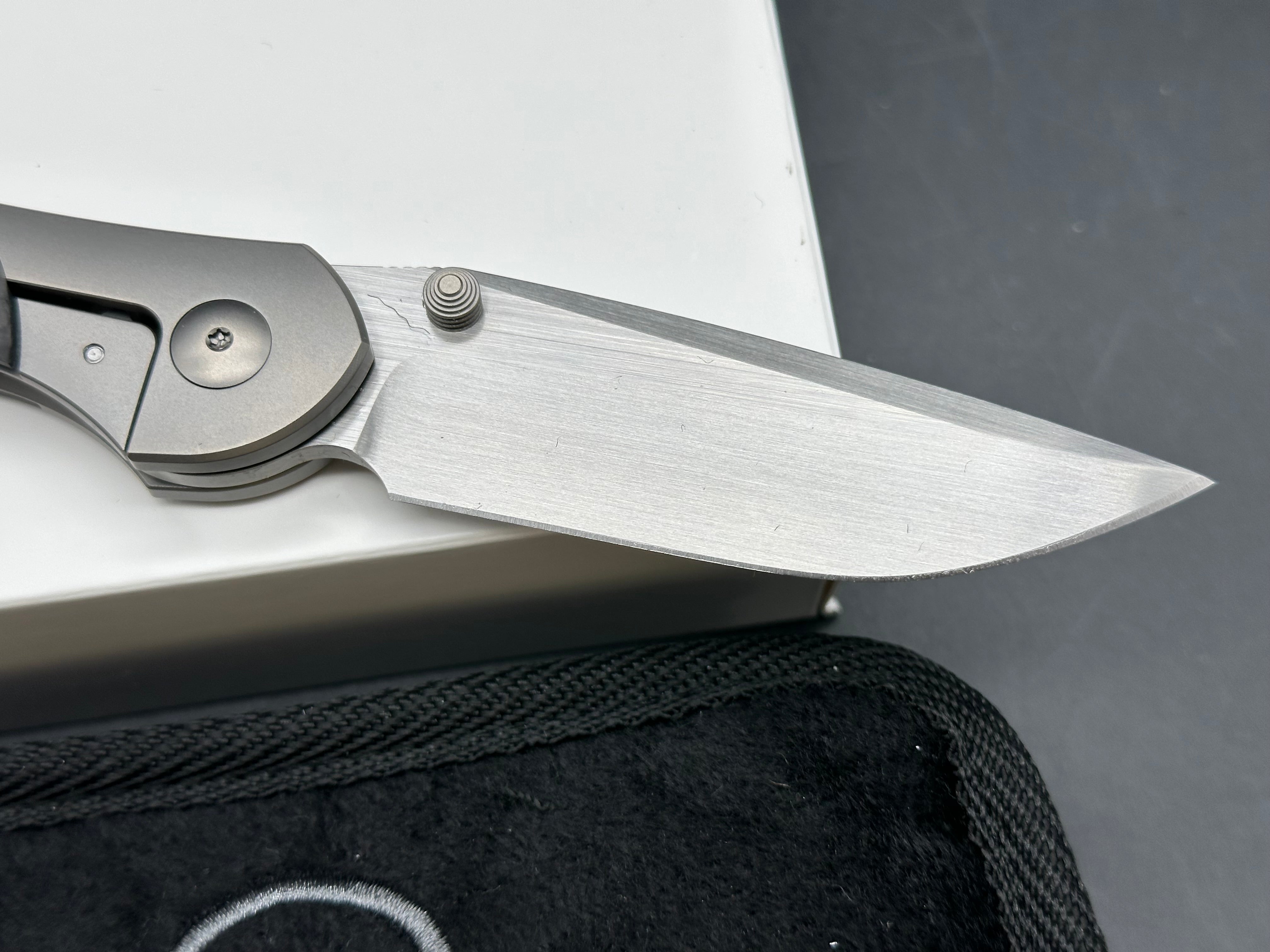 CMF Metalworks Print Production: 3.25 inch clip point, recurve, hand rubbed, satin Bohler M390 blade