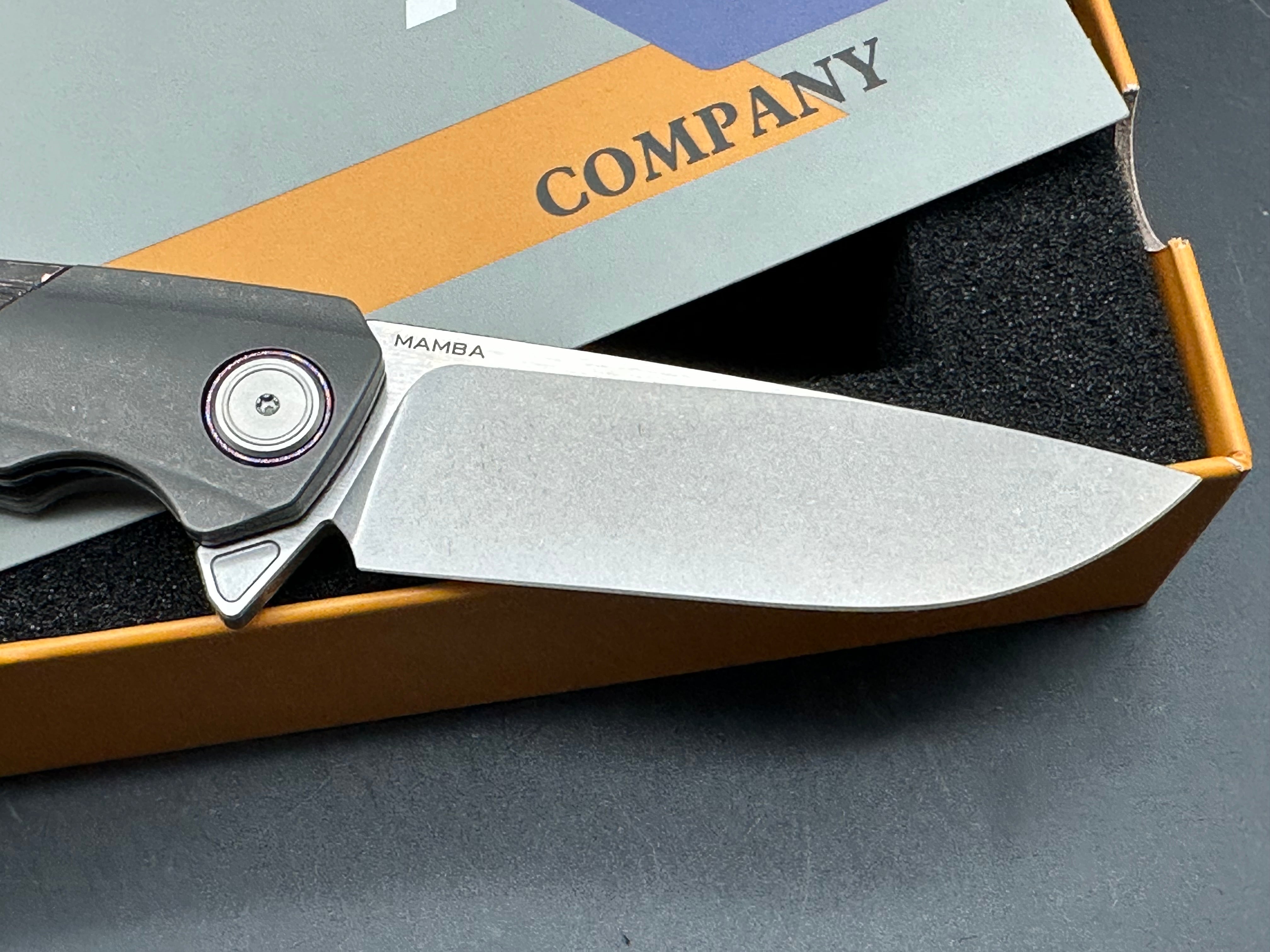 Maxace + Midnight Cat - Mamba/Grey Stonewash Ti + Marble Carbon Inlays + Timascus Backspacer & Pocket Clip