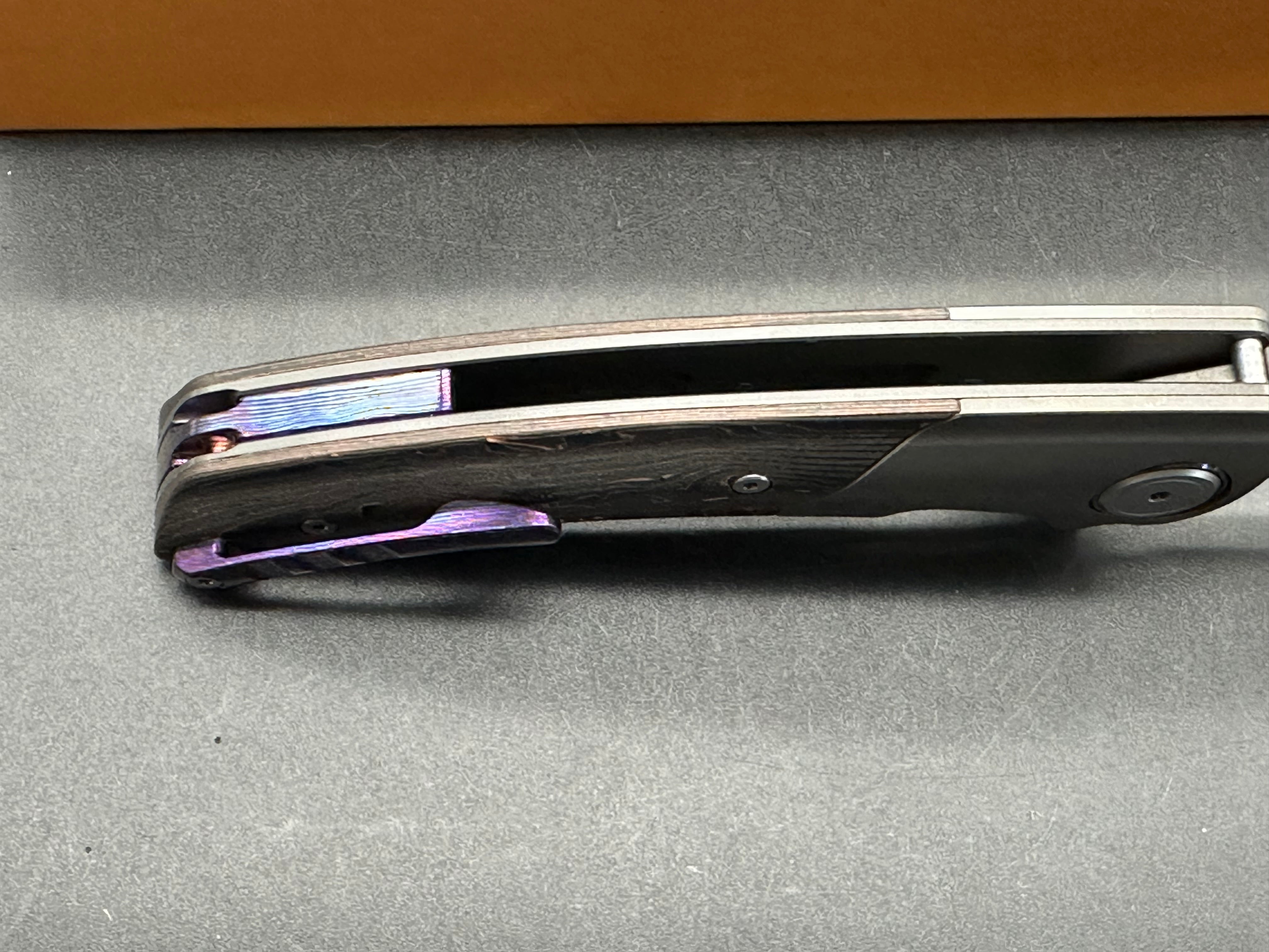 Maxace + Midnight Cat - Mamba/Grey Stonewash Ti + Marble Carbon Inlays + Timascus Backspacer & Pocket Clip