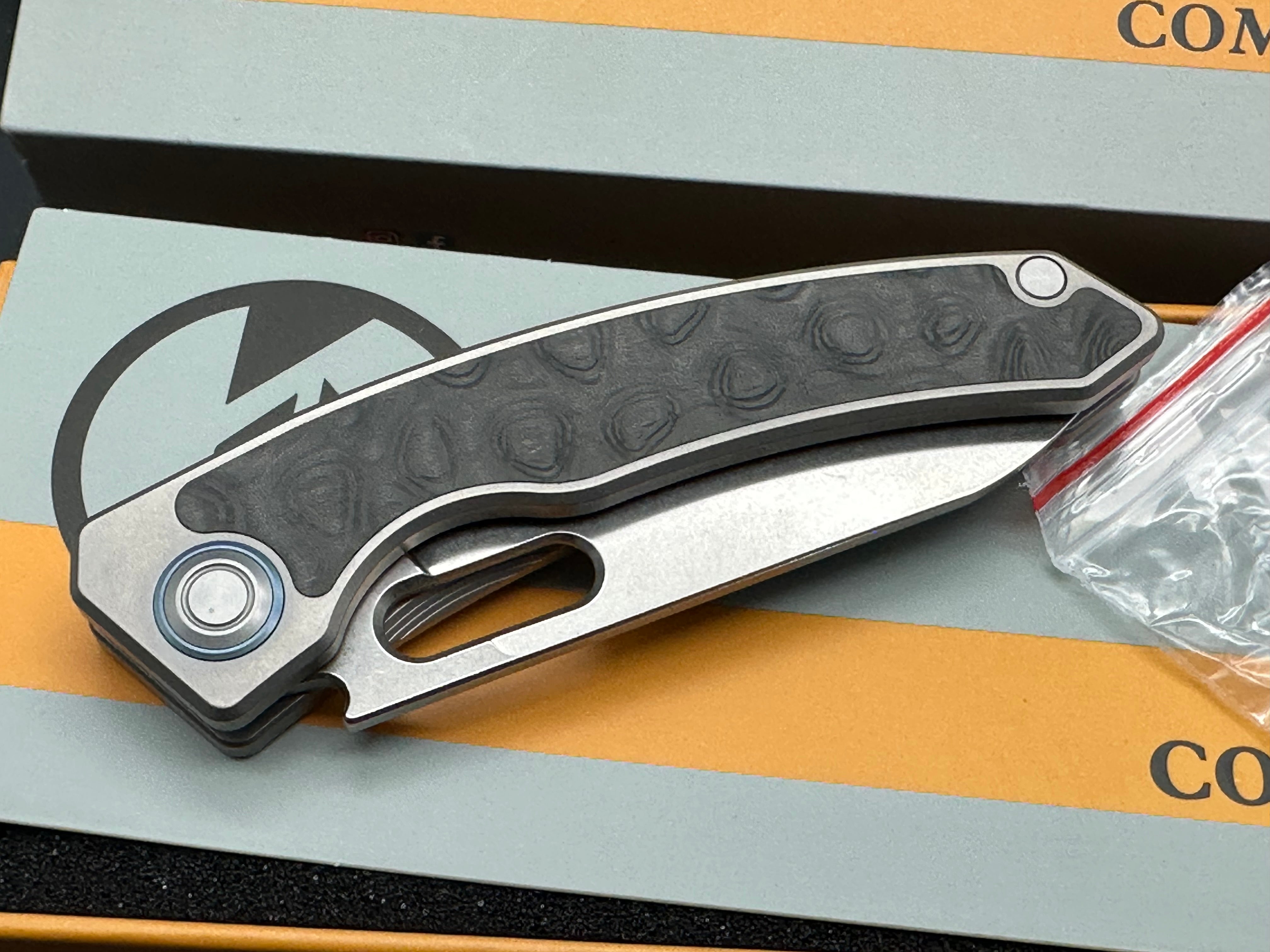 Maxace + Midnight Cat - Black Mirror/Grey-Silver Ti Frame + Swirl Carbon Fiber Inlay