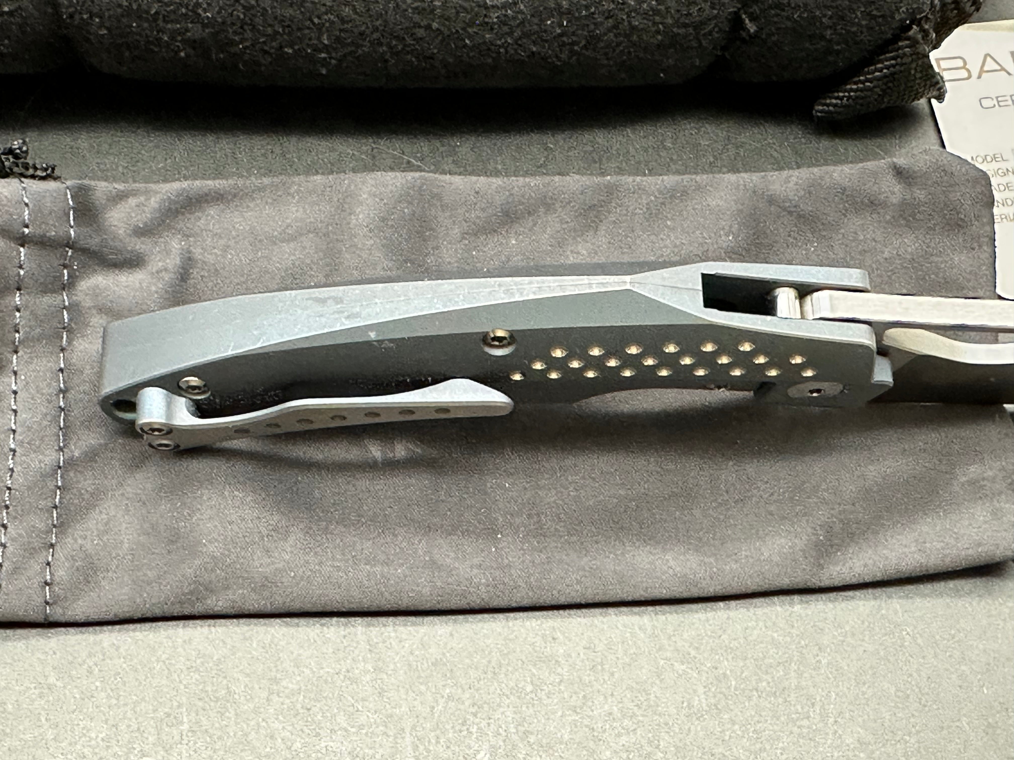 Reate Baby Machine: Tashi Bharucha design. 3.25 inch freeze edged, satin, sheepsfoot, clip point RWL-34 blade