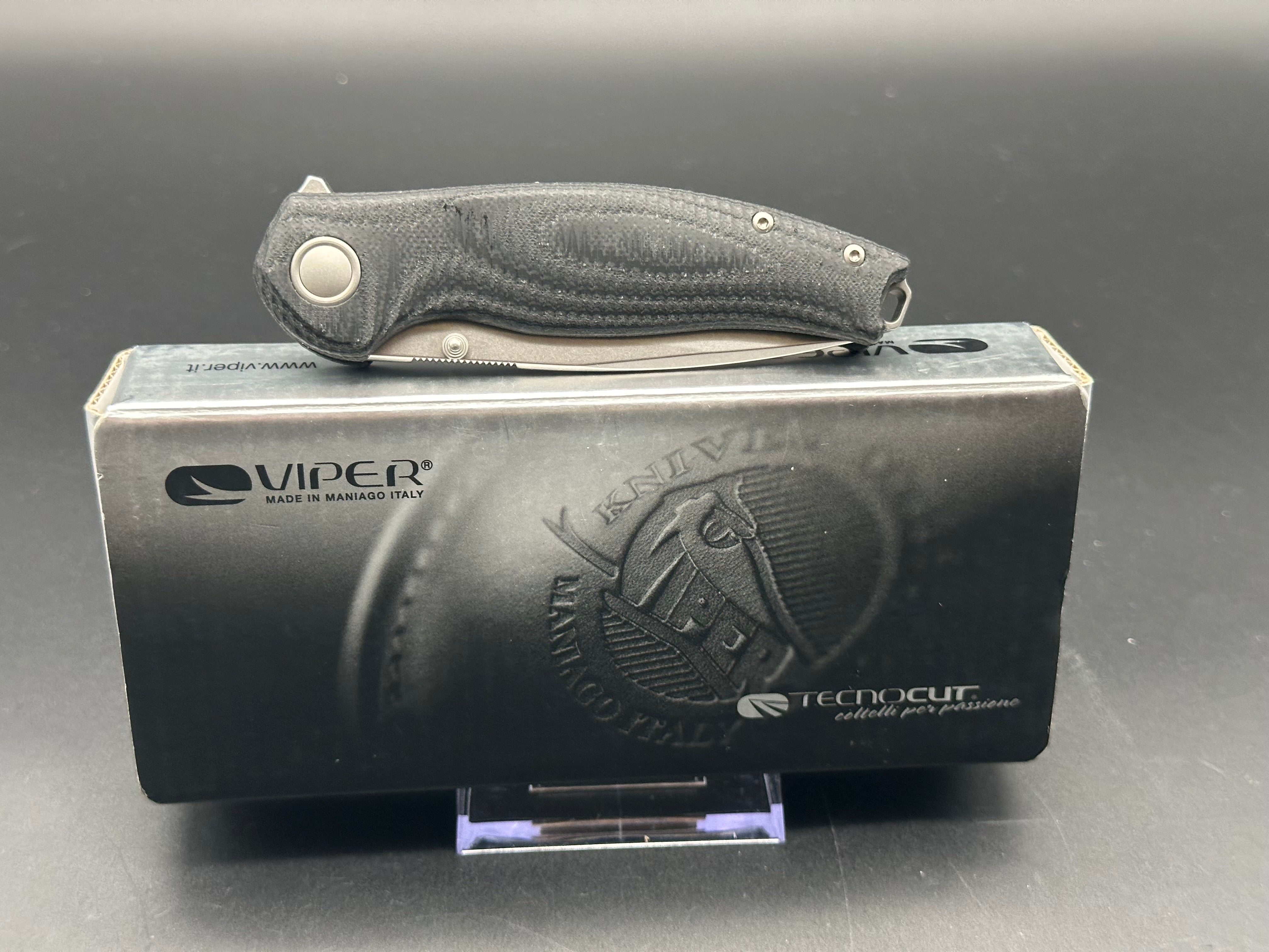 Viper Knives Vale MagnaCut Liner Lock Knife Black SureTouch (3" Stonewash)