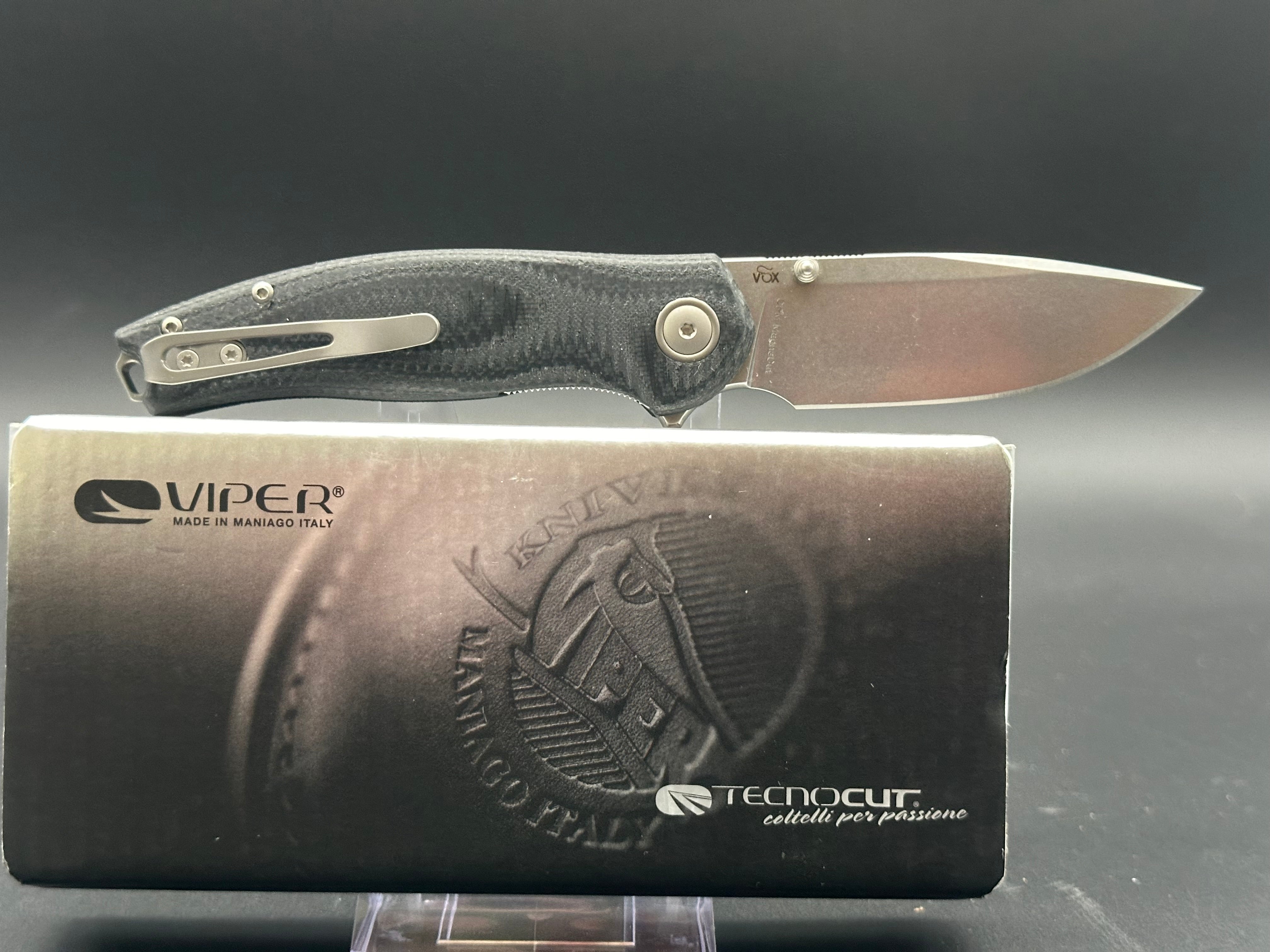 Viper Knives Vale MagnaCut Liner Lock Knife Black SureTouch (3" Stonewash)