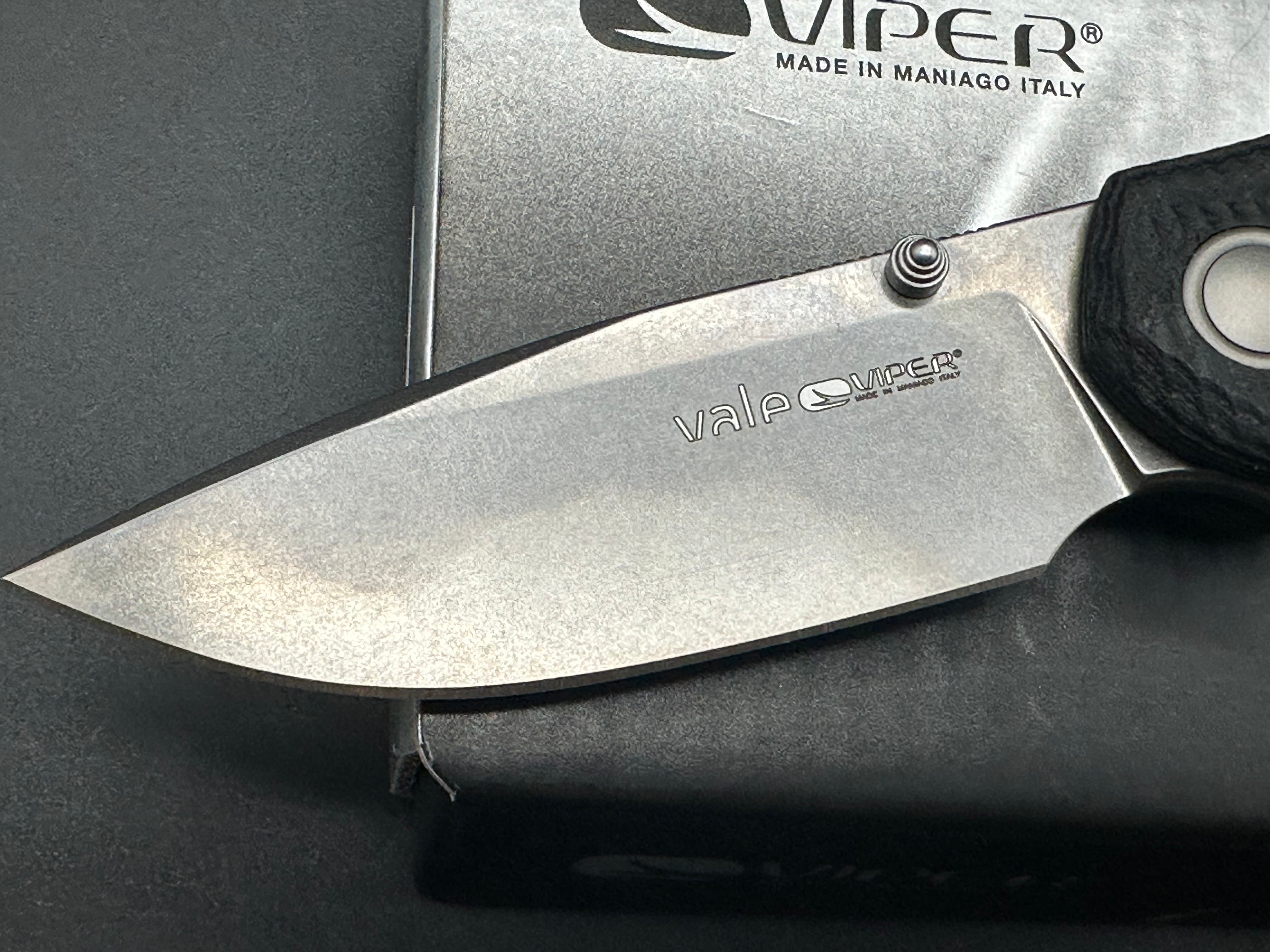 Viper Knives Vale MagnaCut Liner Lock Knife Black SureTouch (3" Stonewash)