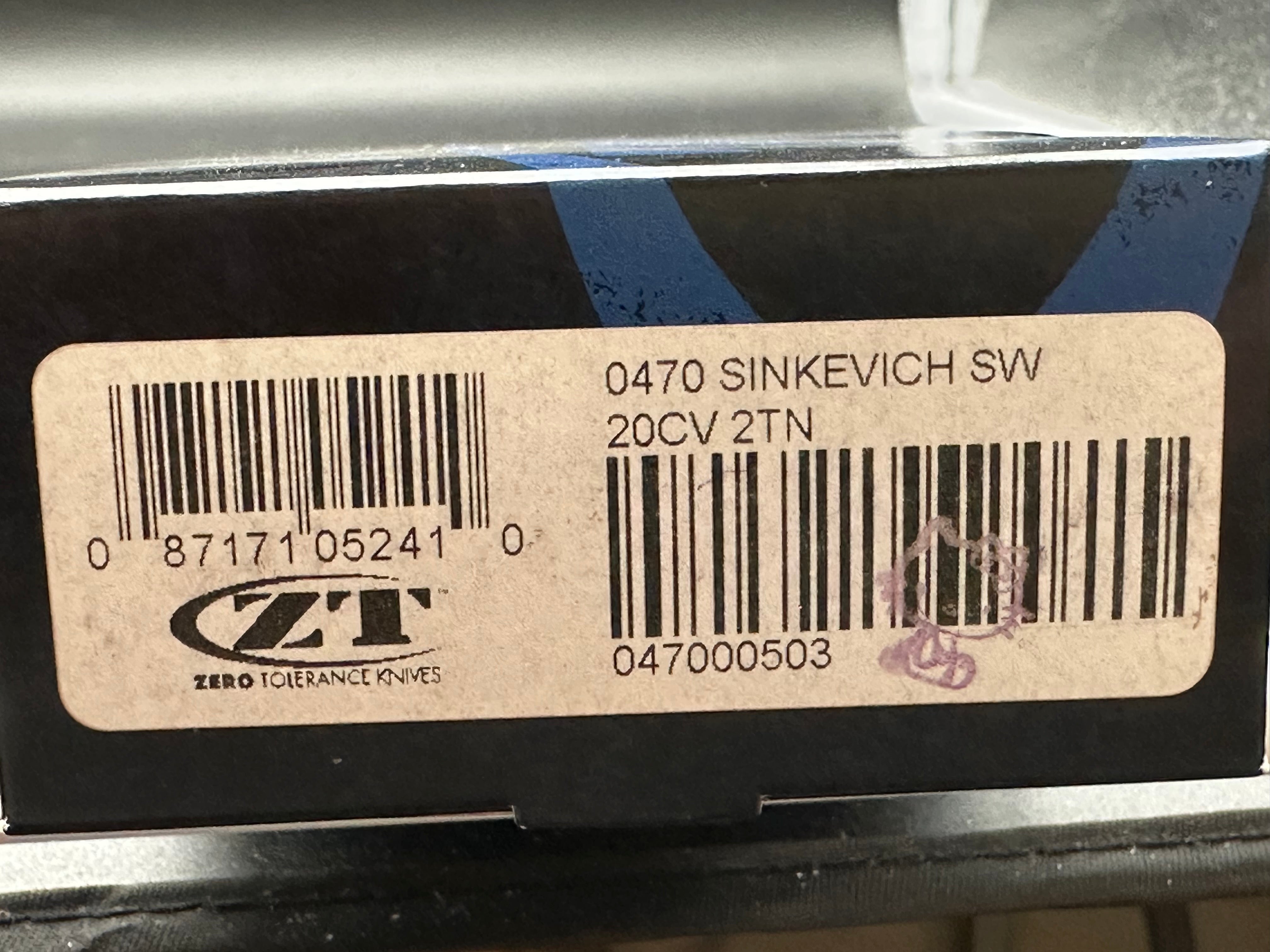 Zero Tolerance ZT 470 Dmitry Sinkevich design 3.4 inch drop point, flat grind, satin CPM-20CV blade