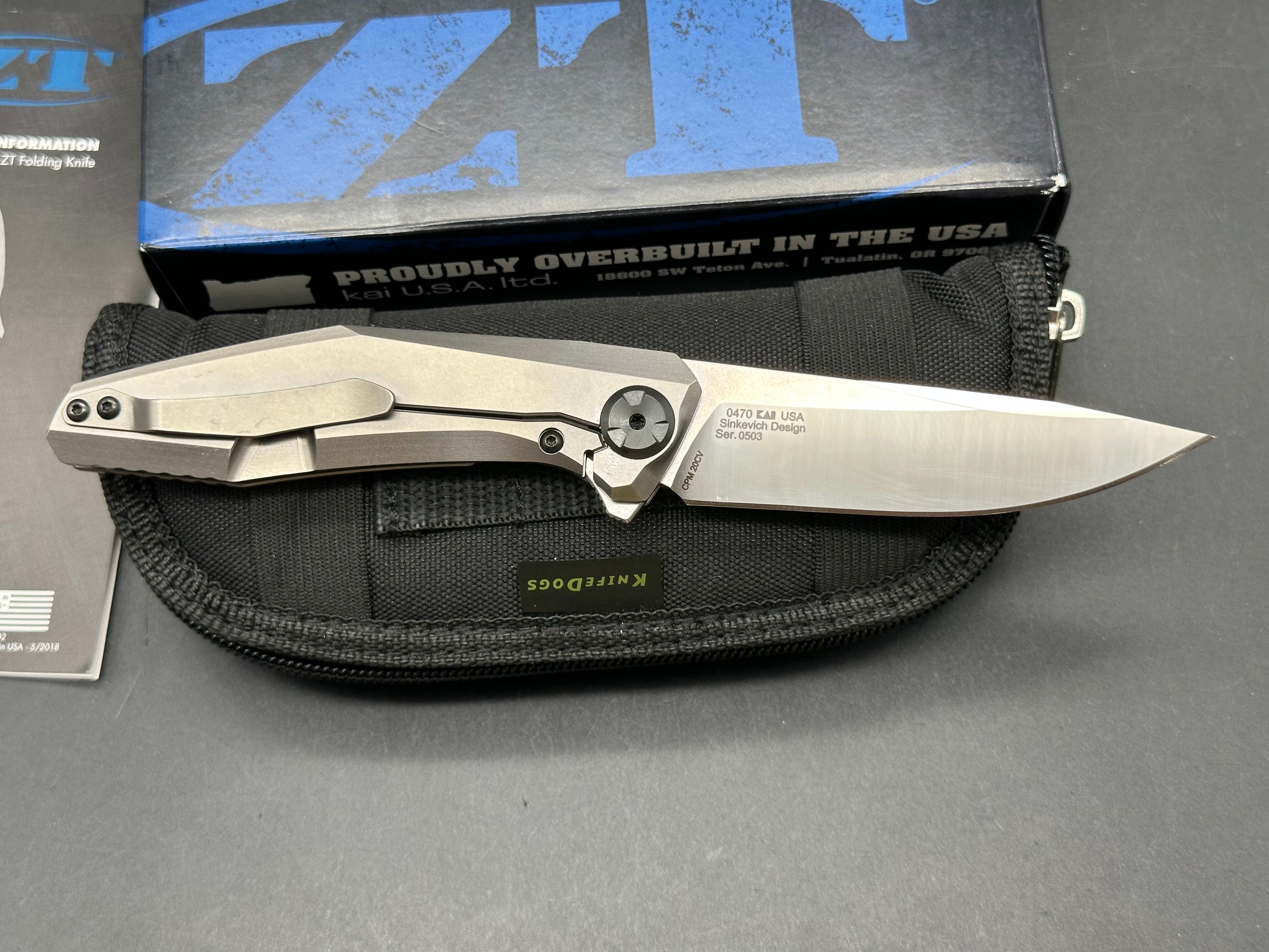 Zero Tolerance ZT 470 Dmitry Sinkevich design 3.4 inch drop point, flat grind, satin CPM-20CV blade