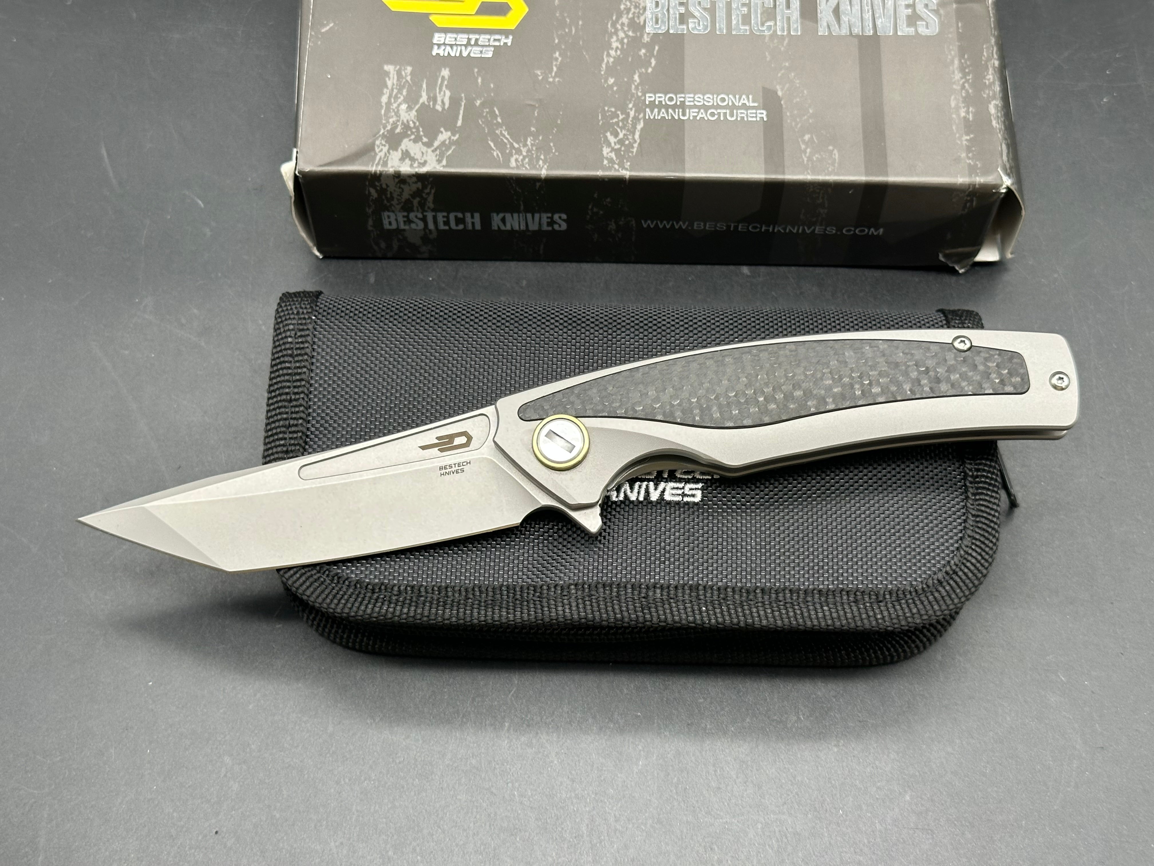 Bestech Predator 3.5 inch ceramic bead blasted, satin CPM-S35VN blade