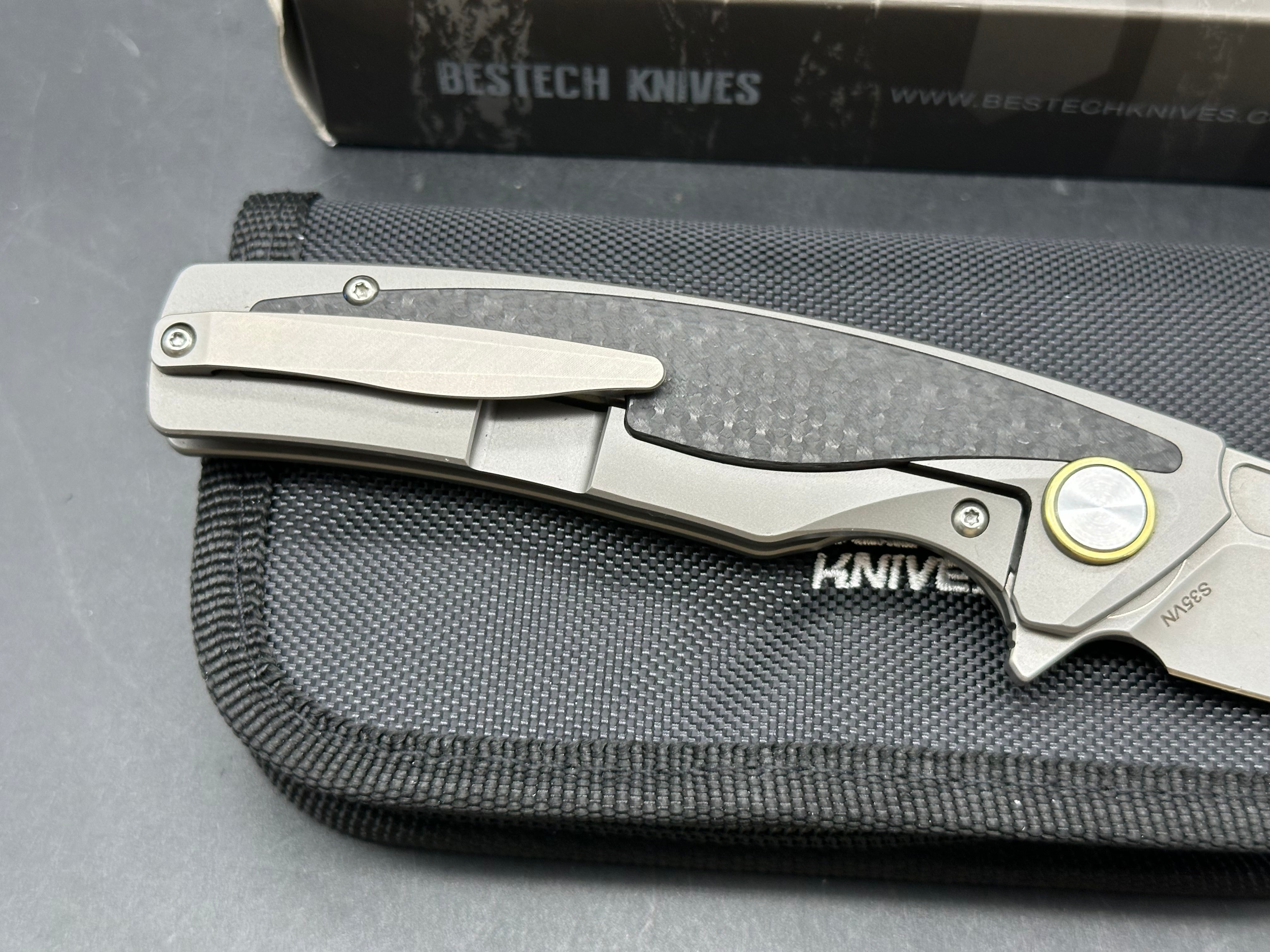 Bestech Predator 3.5 inch ceramic bead blasted, satin CPM-S35VN blade