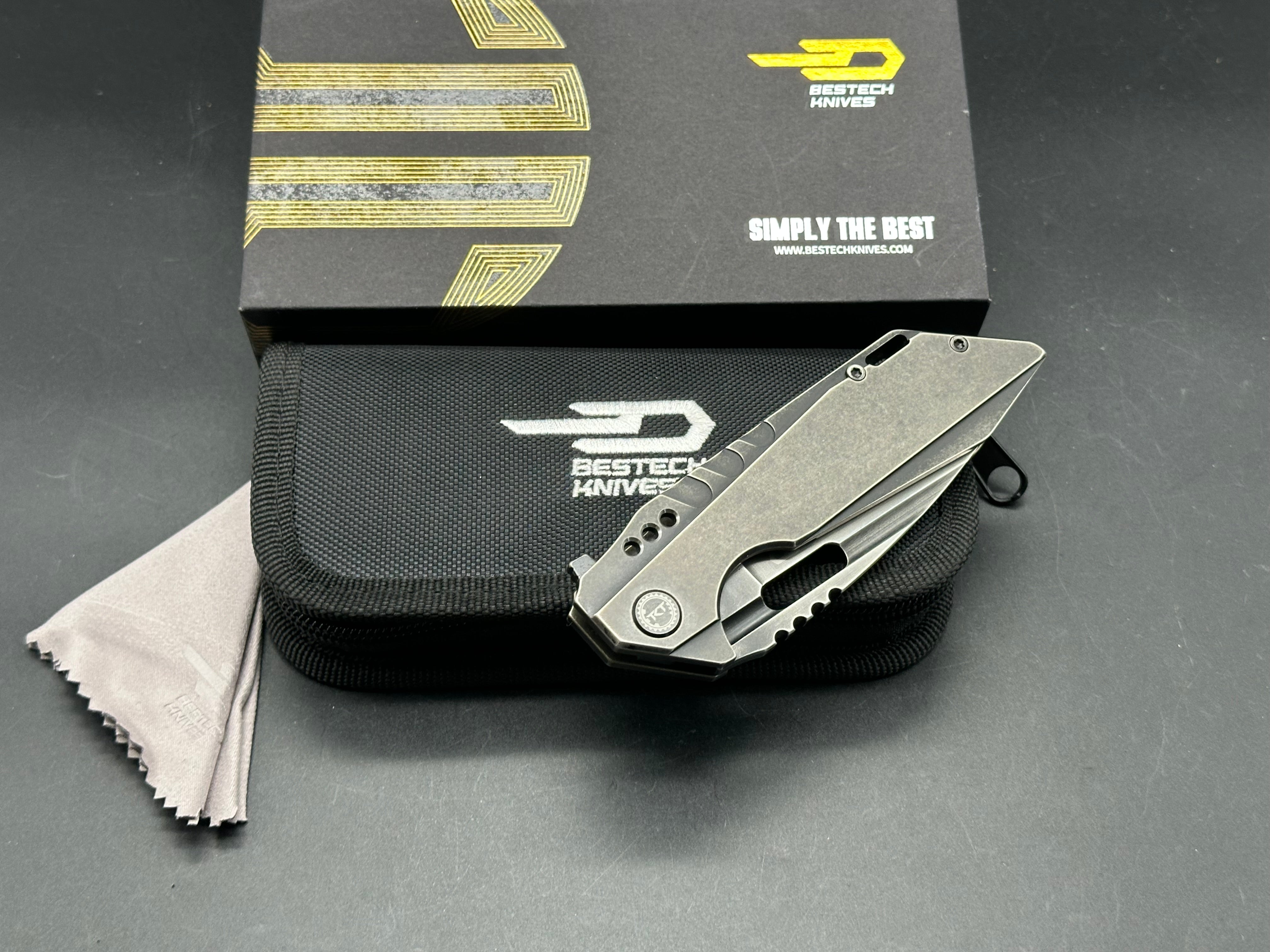 Bestech + TKT - Shodan/Antique Dark-Bronze Stonewash Titanium Handle