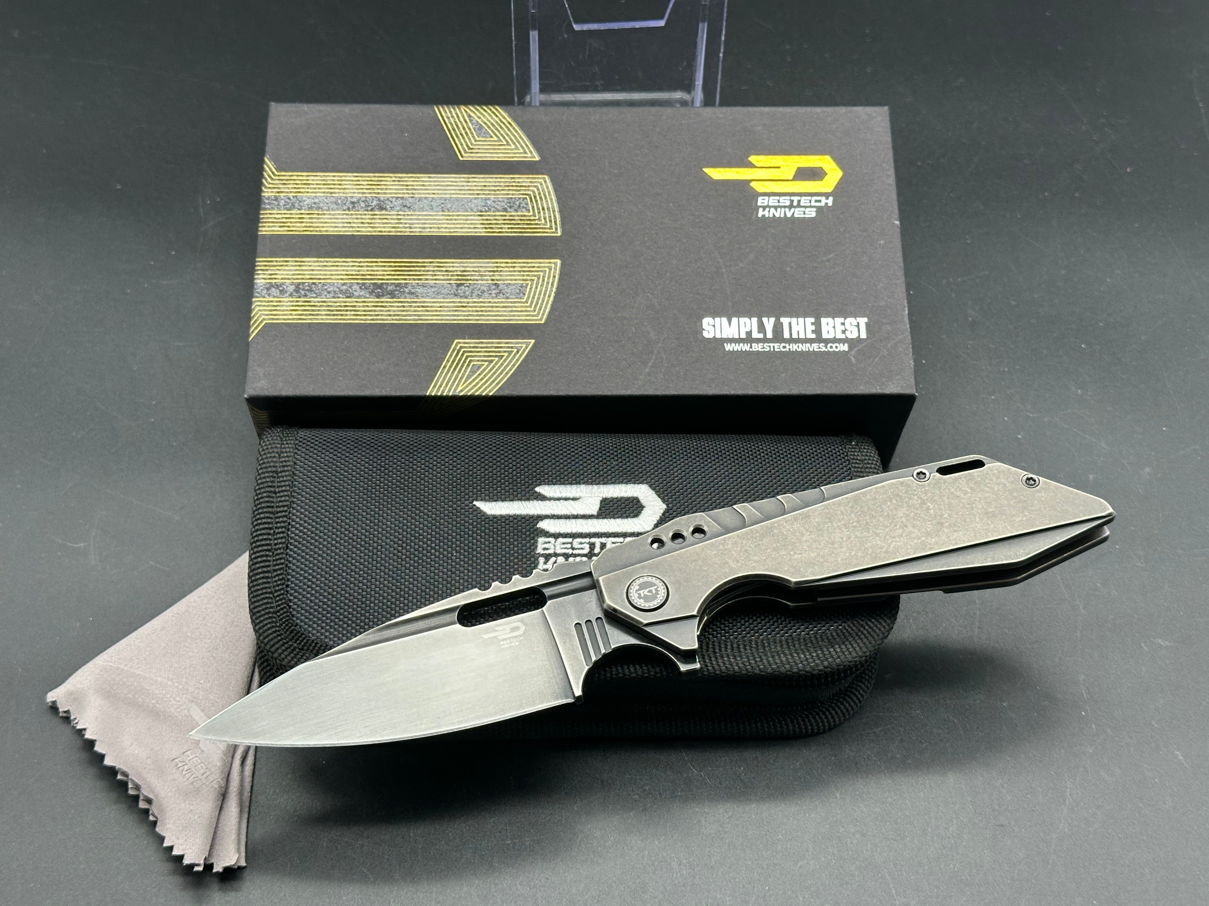 Bestech + TKT - Shodan/Antique Dark-Bronze Stonewash Titanium Handle