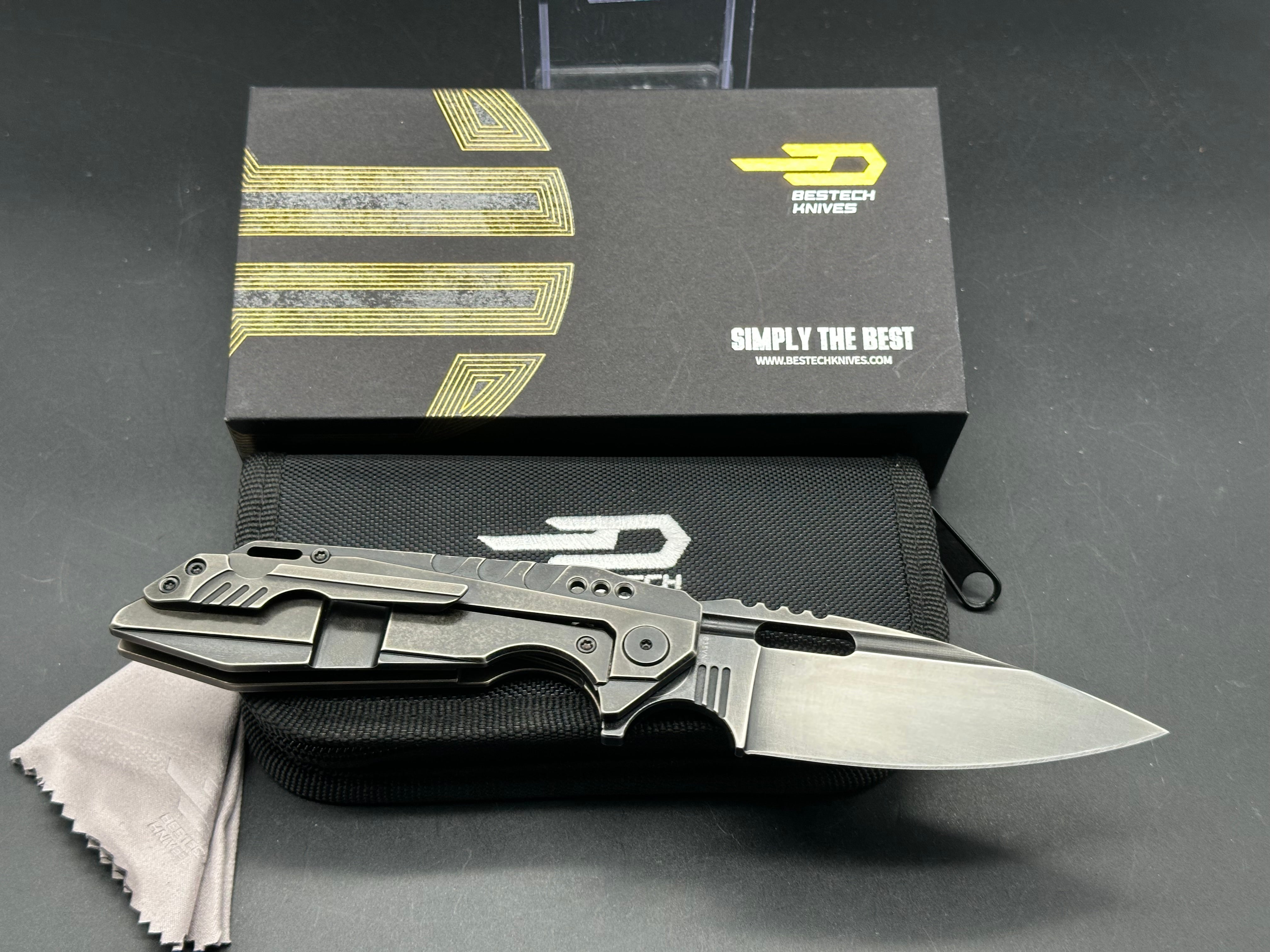 Bestech + TKT - Shodan/Antique Dark-Bronze Stonewash Titanium Handle