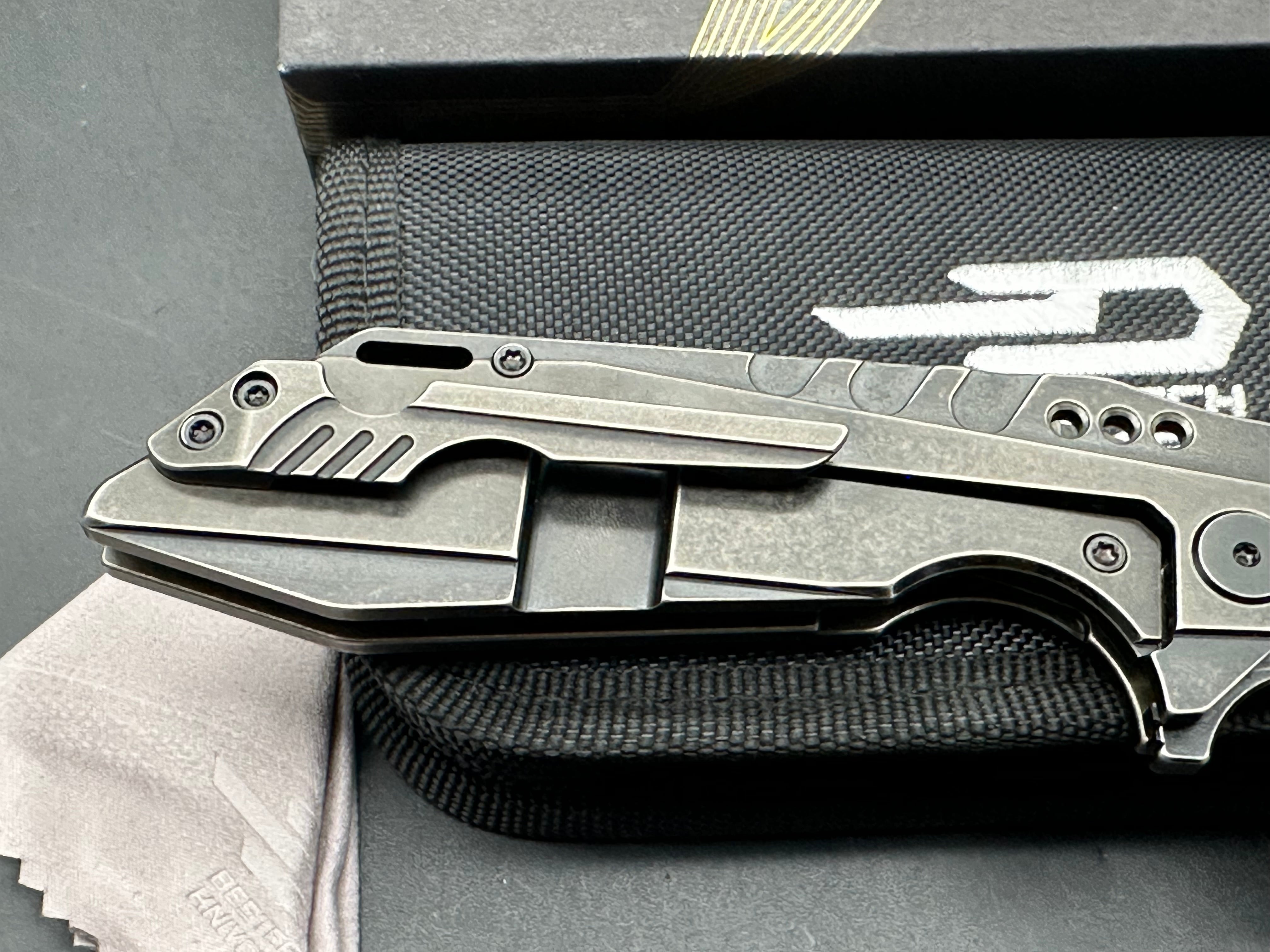 Bestech + TKT - Shodan/Antique Dark-Bronze Stonewash Titanium Handle