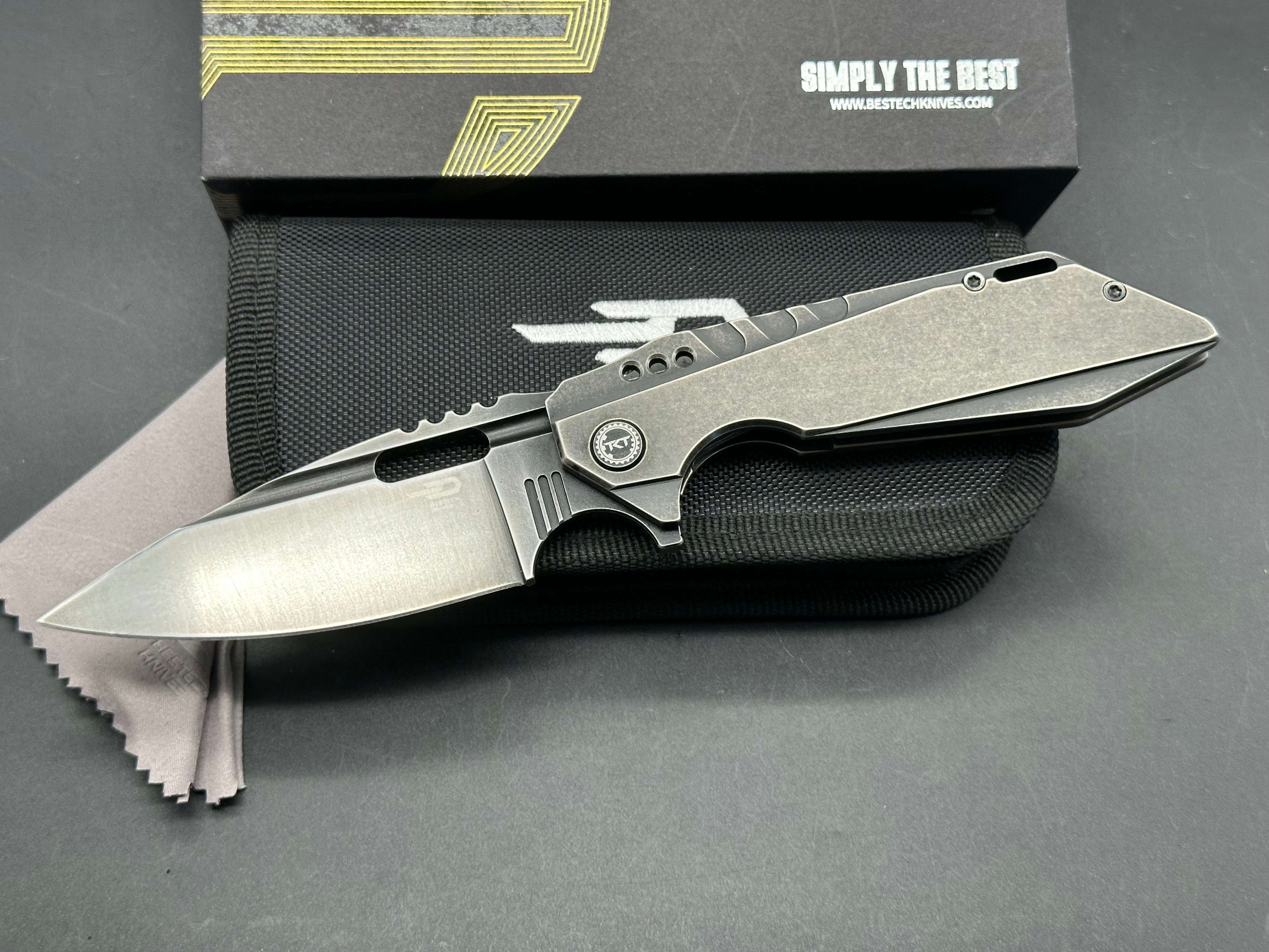 Bestech + TKT - Shodan/Antique Dark-Bronze Stonewash Titanium Handle