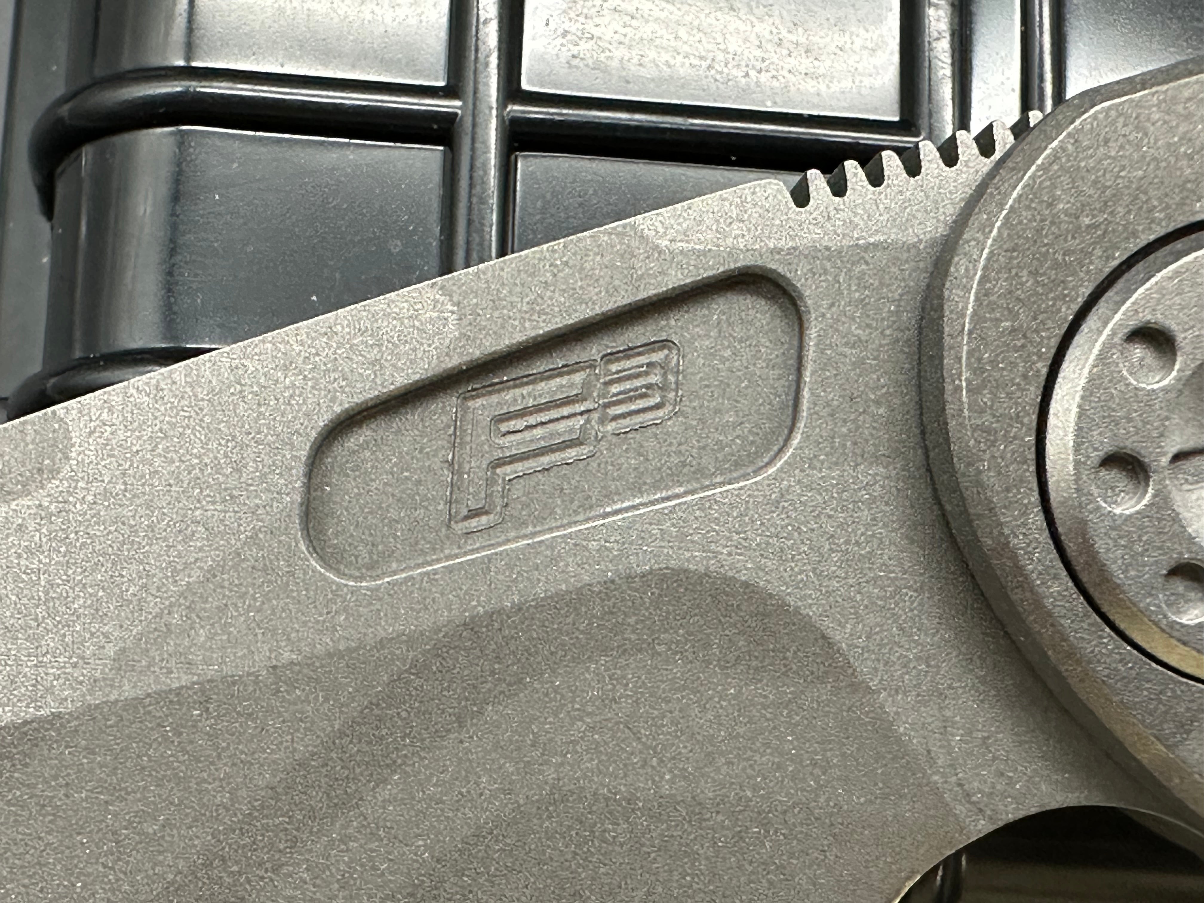 Curtiss Custom Knives Large F3 Wharncliffe Camo Blasted. Magnacut blade