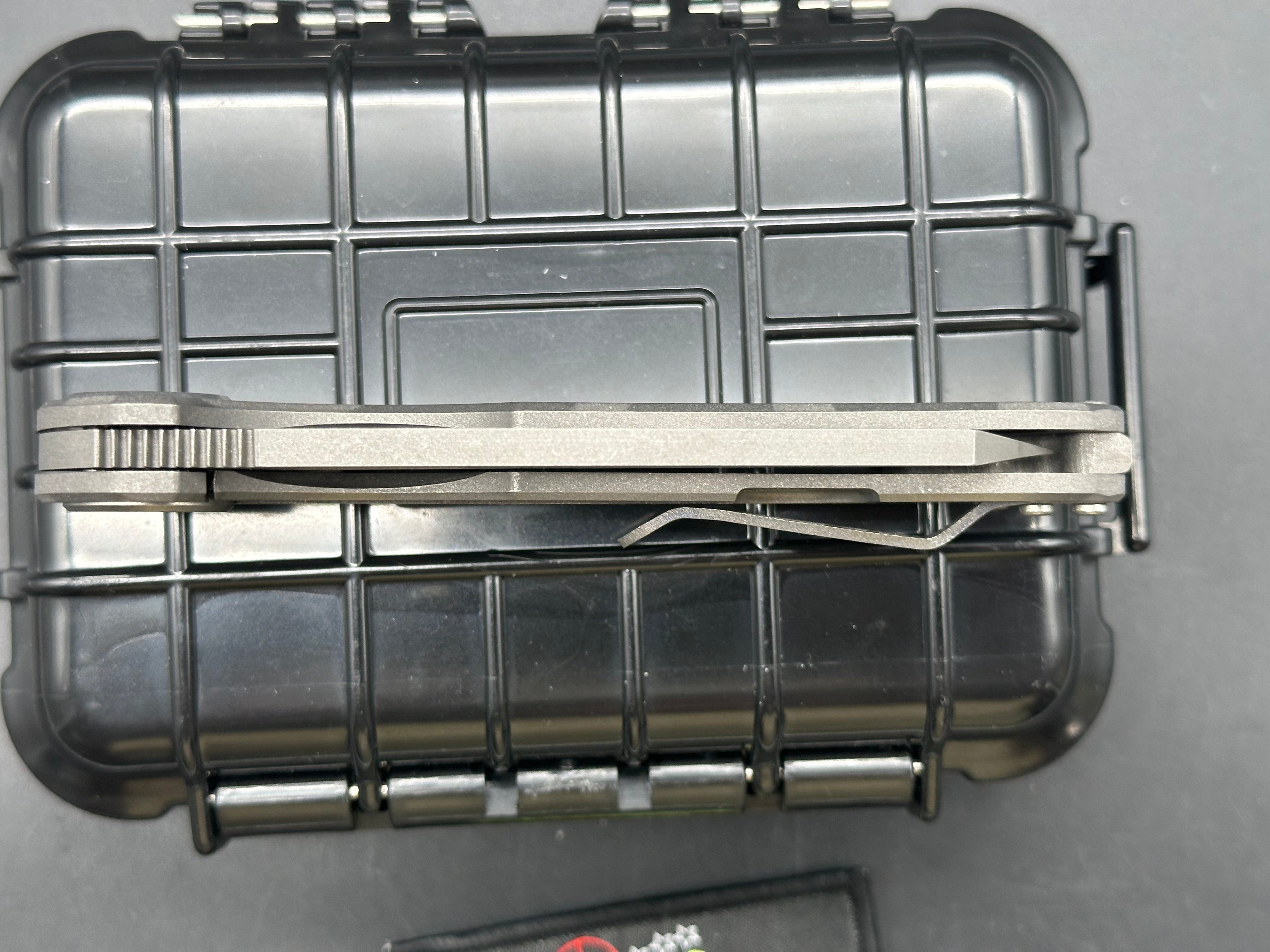 Curtiss Custom Knives Large F3 Wharncliffe Camo Blasted. Magnacut blade