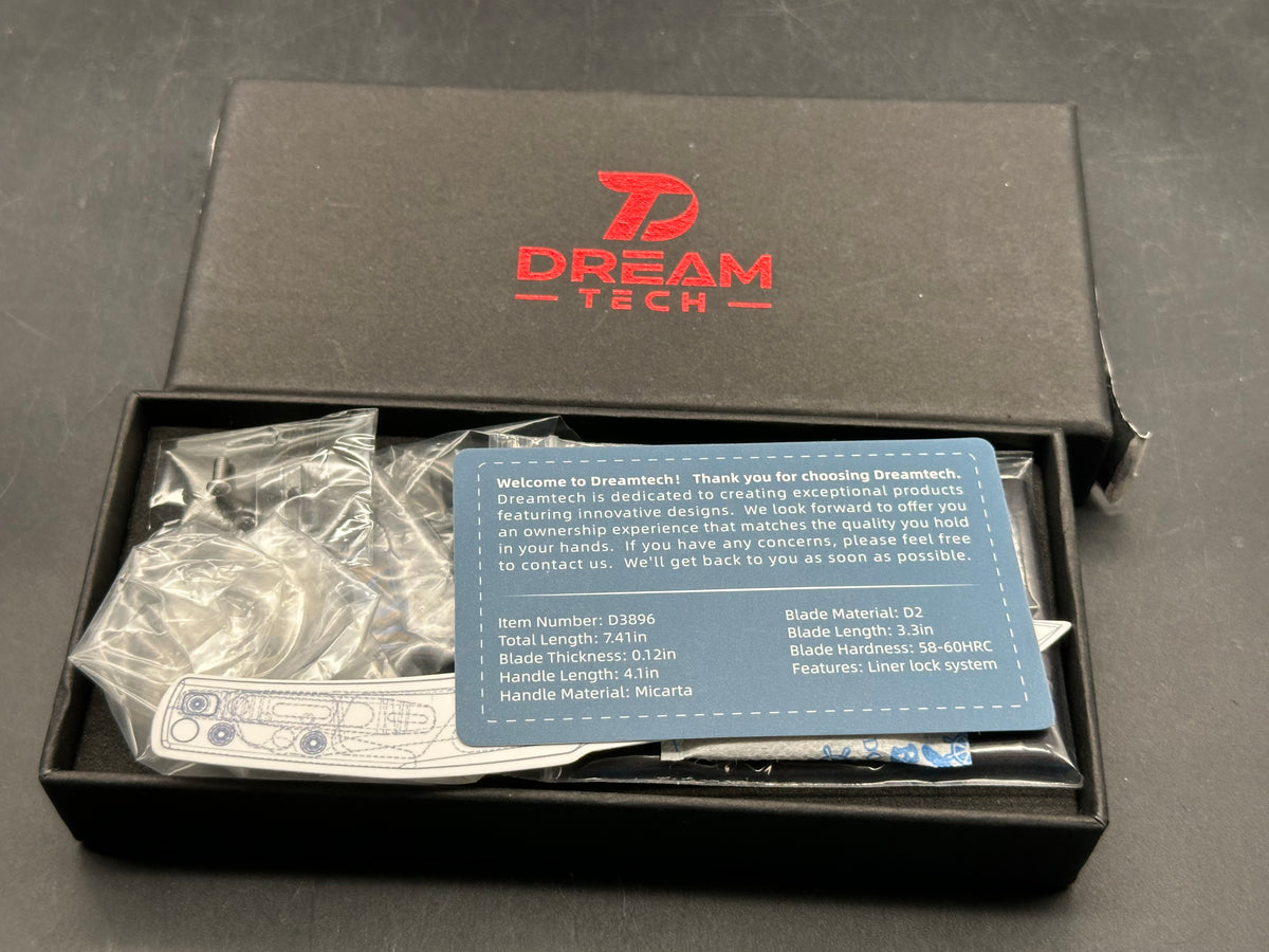 DREAMTECH Knife Folding Knife Micarta Handle D2 Blade Knife
